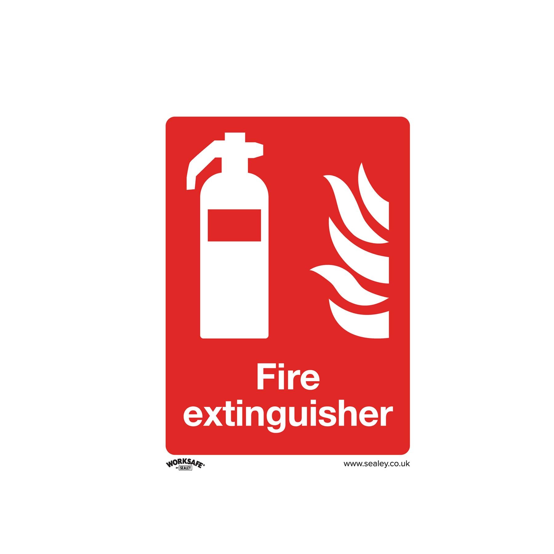 Sealey Safety Sign - Fire Extinguisher - Rigid Plastic - Pack of 10
