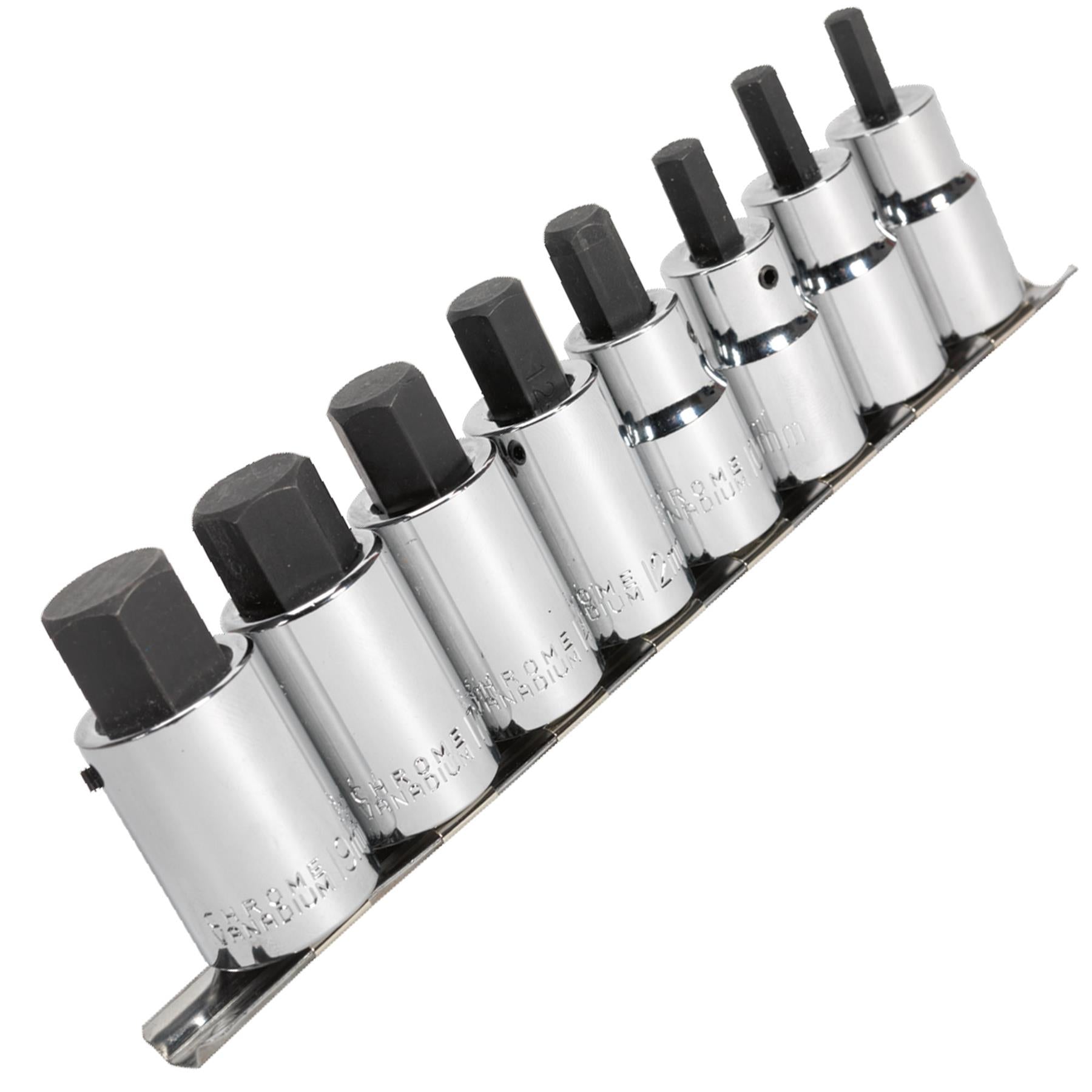 Sealey Hex Socket Bit Set 8pc 1/2"Sq Drive Metric