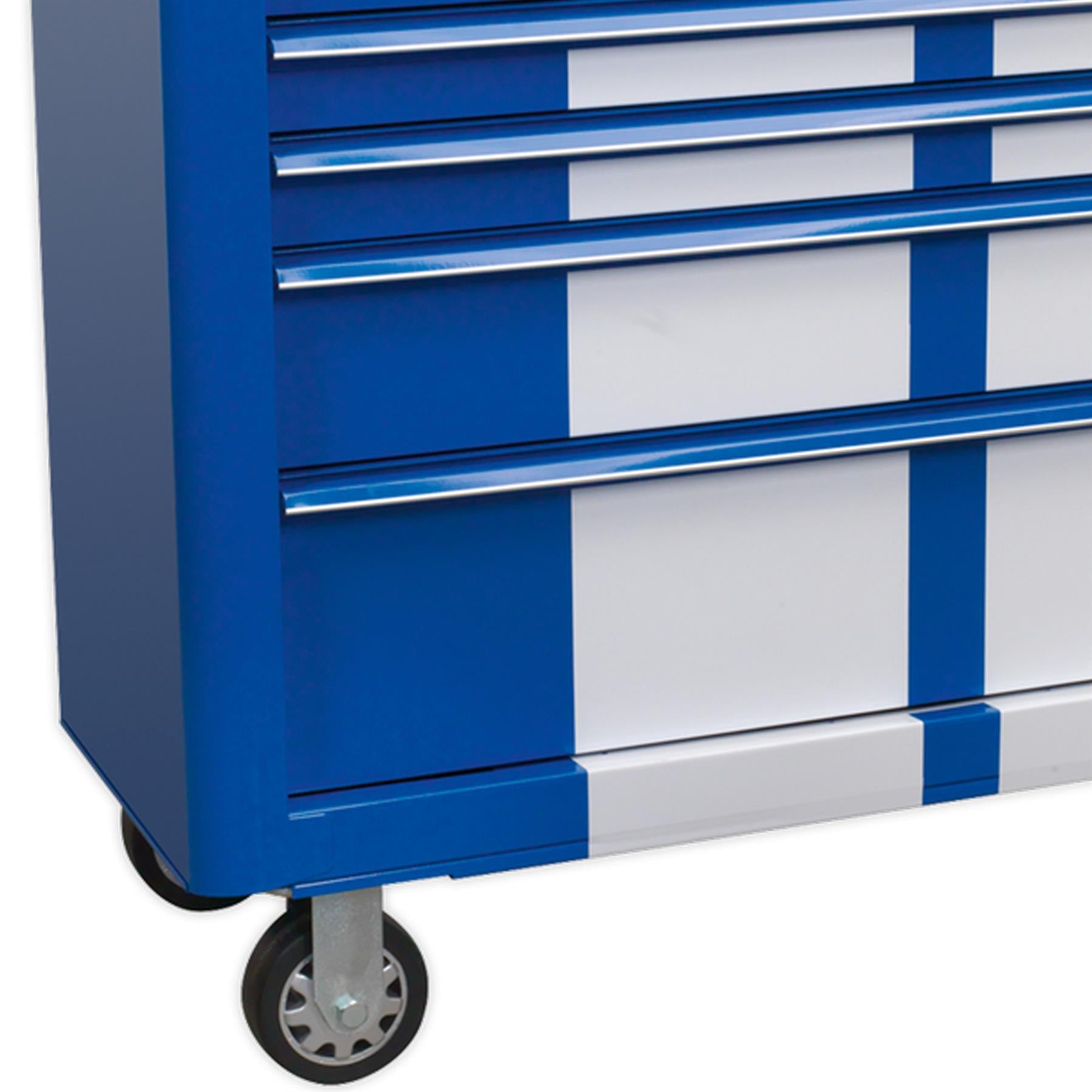 Sealey Rollcab 6 Drawer Wide Retro Style - Blue with White Stripes