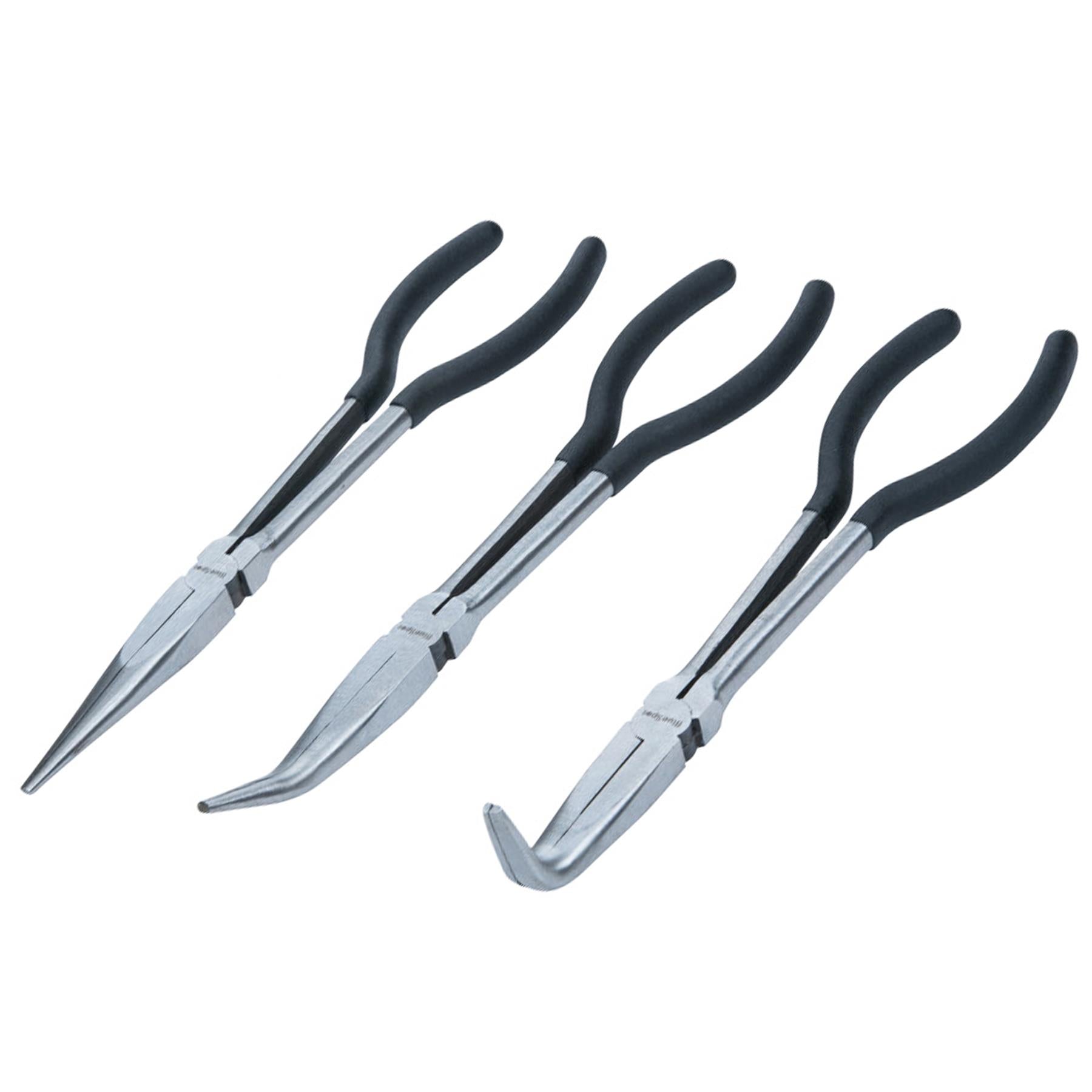 BlueSpot 3Pce Long Reach Plier Set Polished Head Soft-Grip Handles