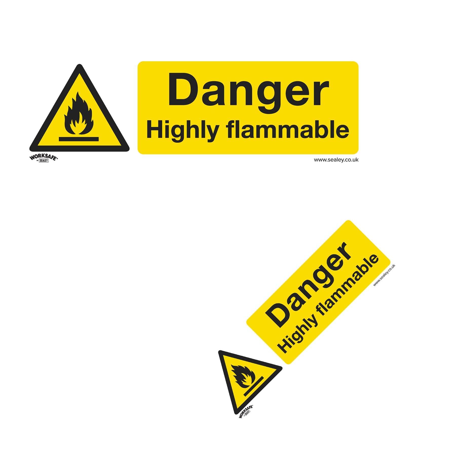 Sealey Safety Sign - Danger Highly Flammable - Plastic - Pack of 10