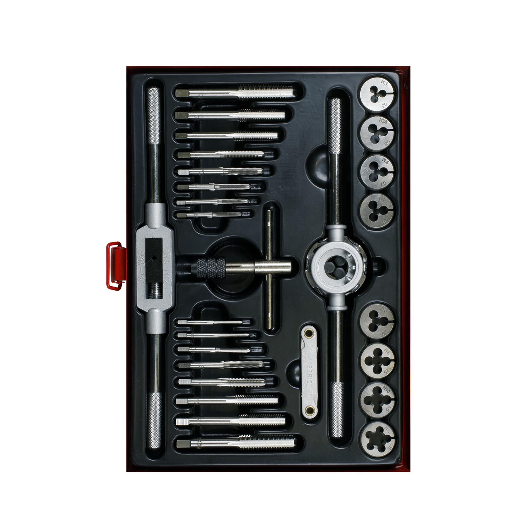 Sealey 28pc Tap and Die Set Split Dies Metric Thread Cutting Tool M3 - M12 Steel