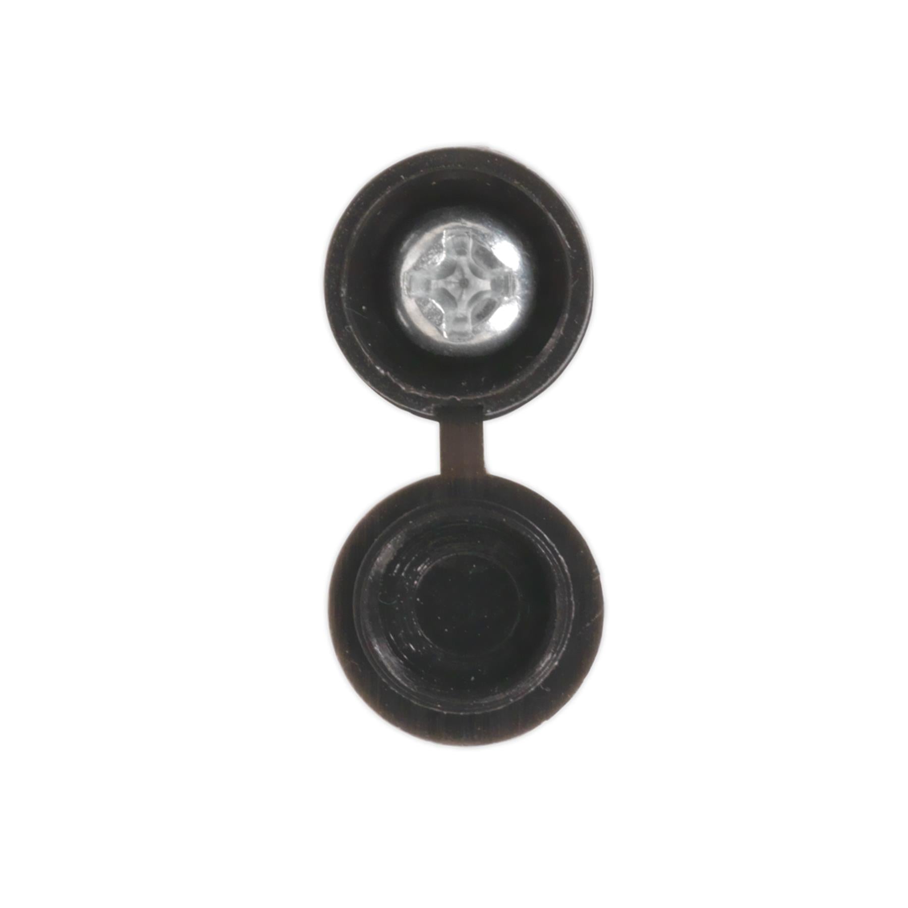 Sealey Numberplate Screw & Flip Cap 4.2 x 19mm Black Pack of 50