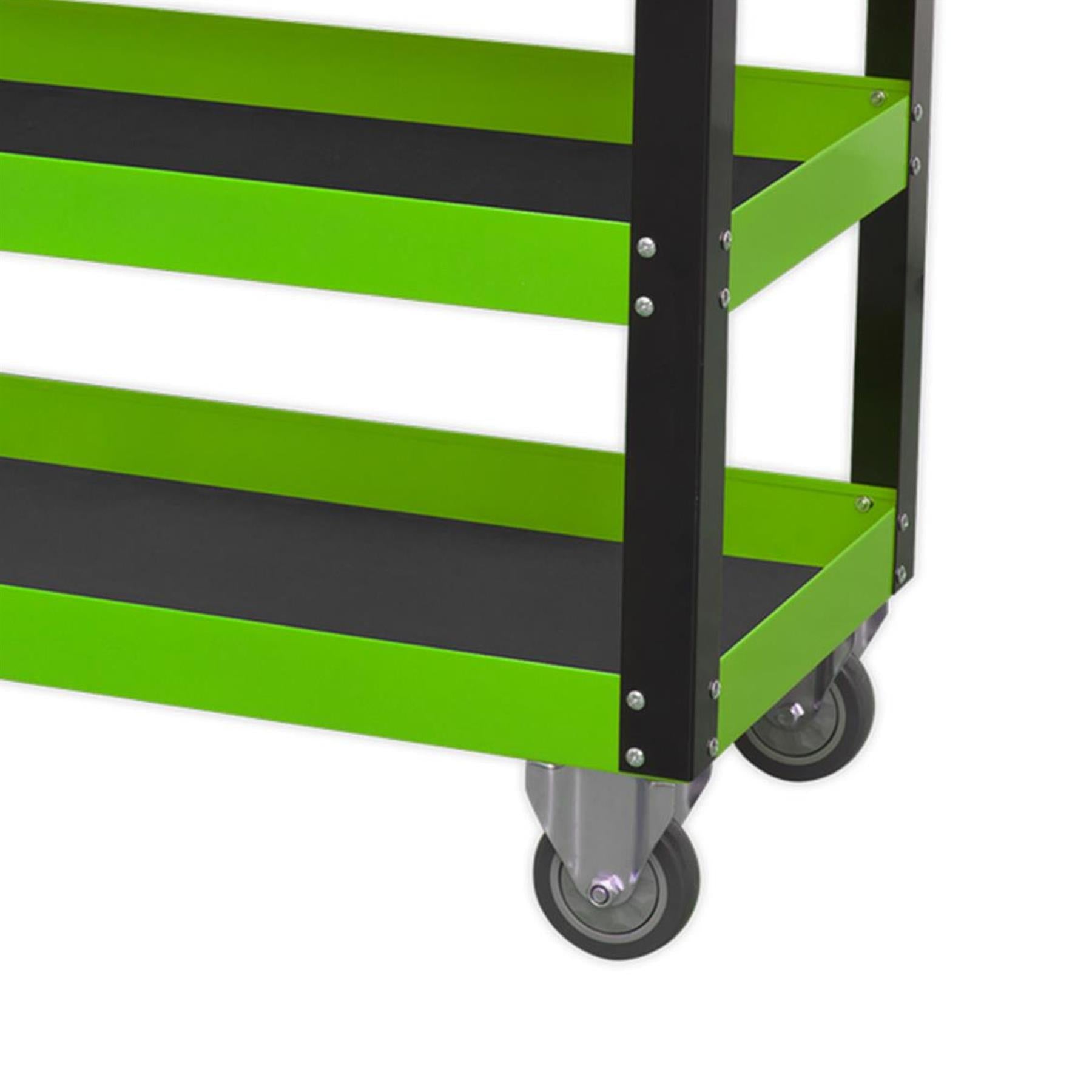 Sealey HD Mobile Tool & Parts Trolley 2 Drawer-Locking Top HV Green