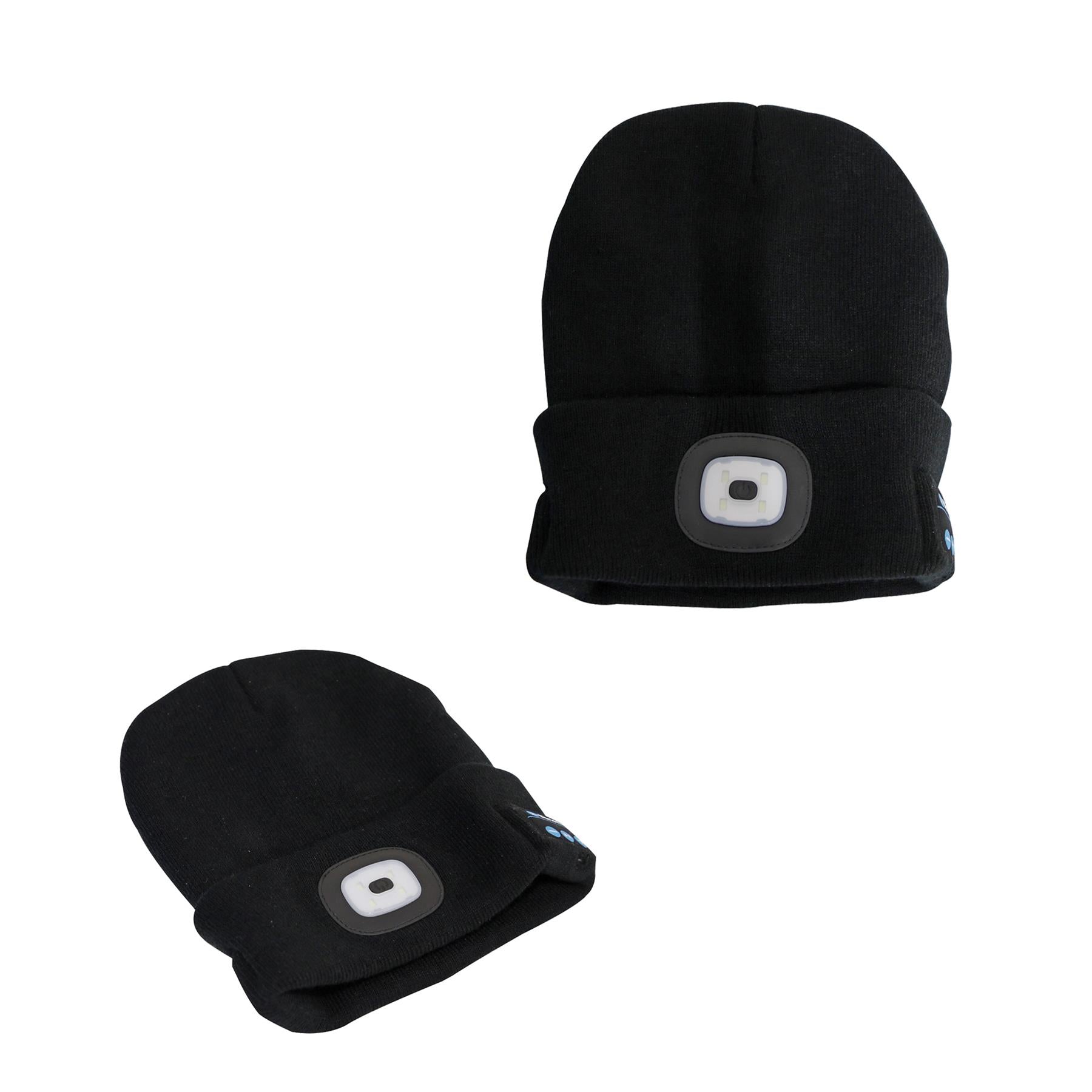 Sealey Beanie Hat 4 SMD LED USB R/Charge with Wireless Headphones