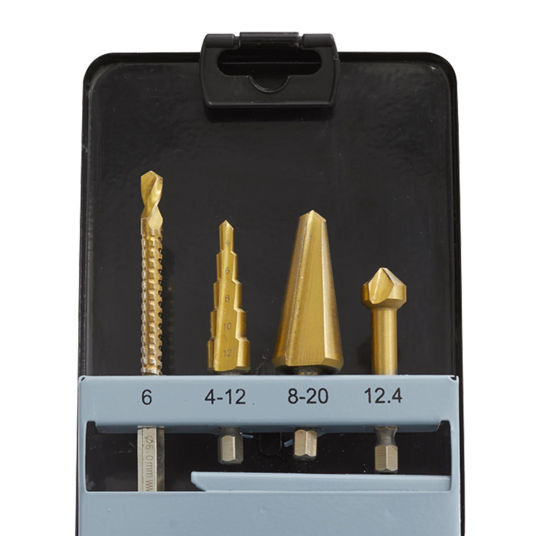 Sealey 4pc Multifunction Drill Bit Set Countersink/Step Drill/Tube Drill/Drill Saw