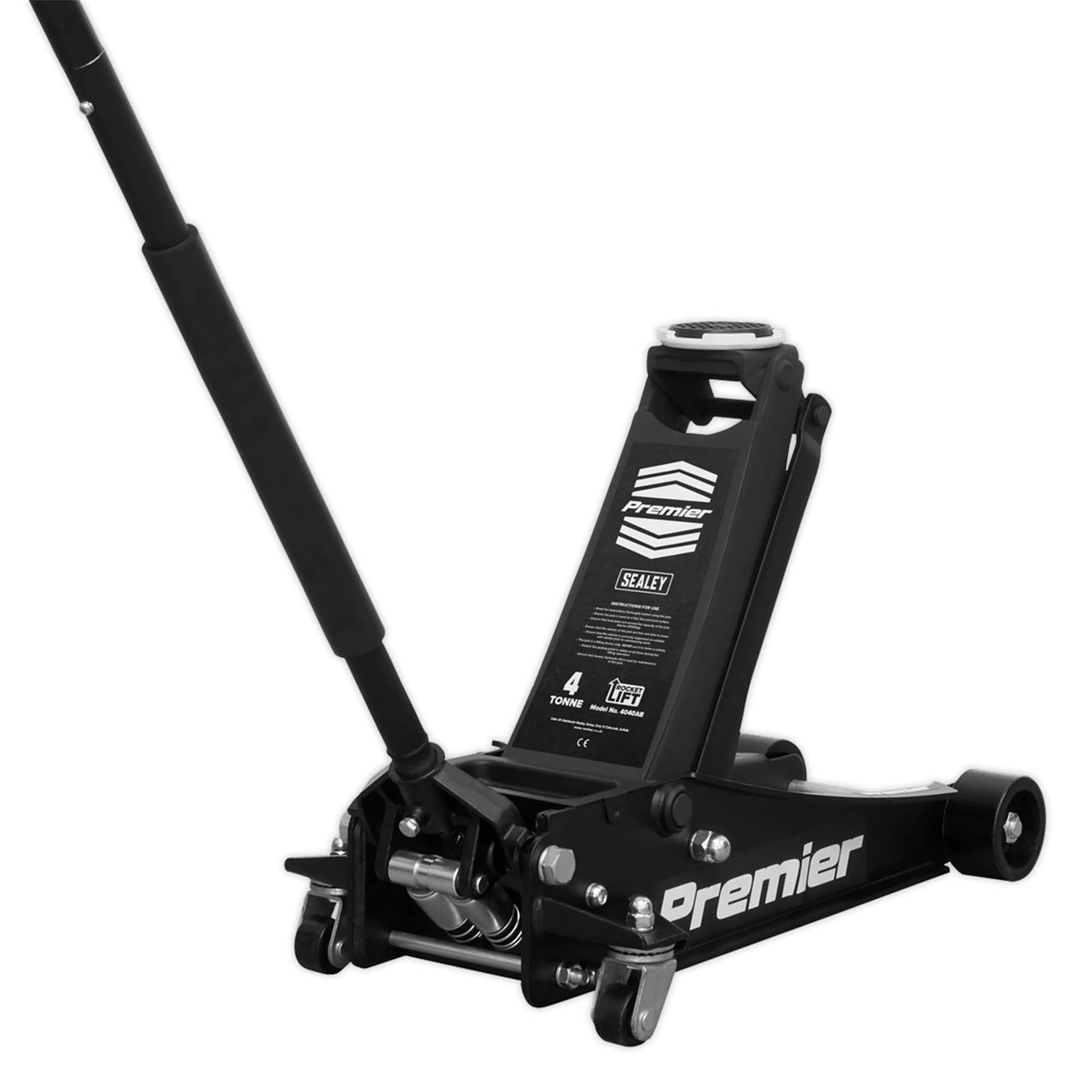 Sealey Trolley Jack 4tonne Rocket Lift Black Garage Workshop DIY