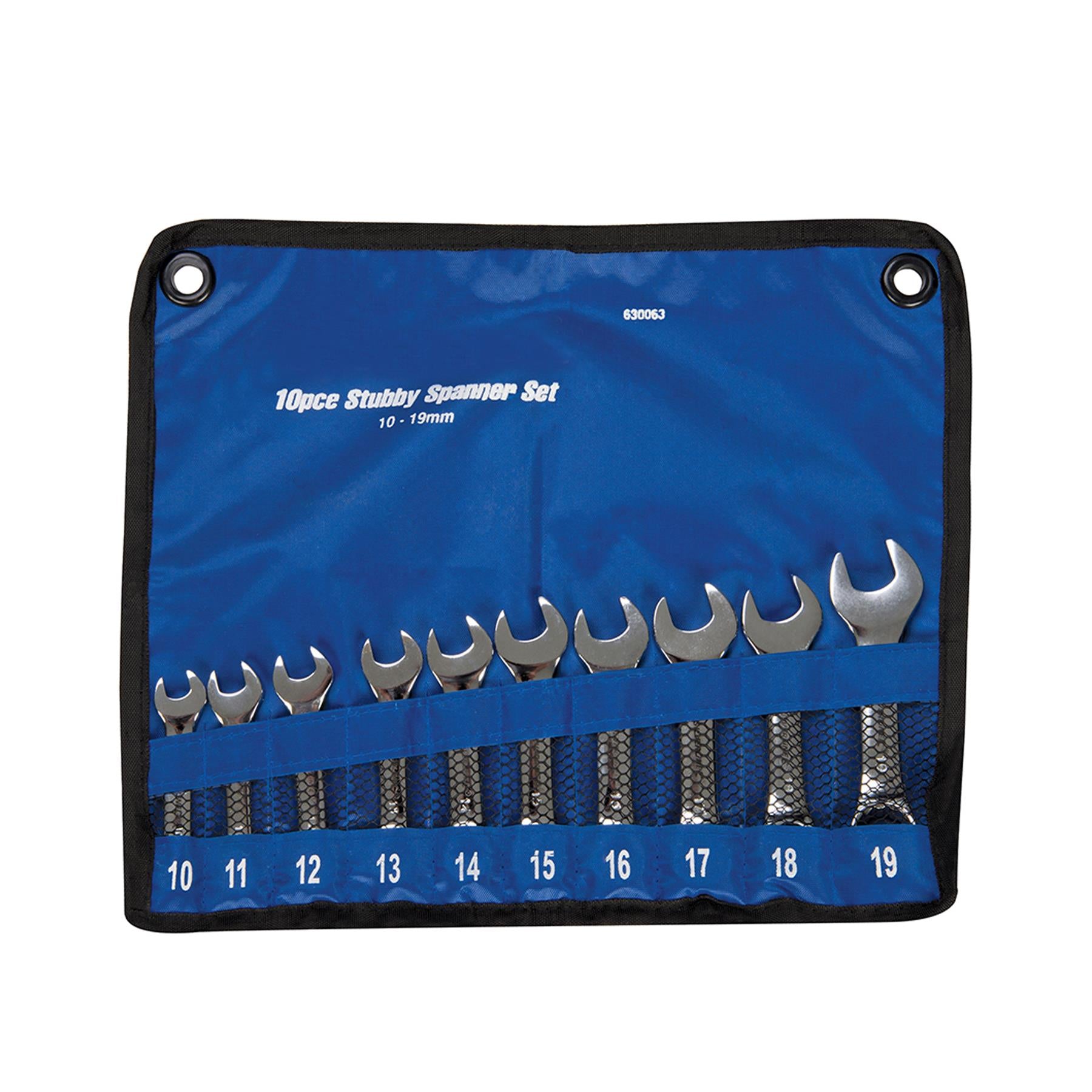 New 10Pc Confined Space Stubby Crv Combination Spanner Set 10mm - 19mm Short