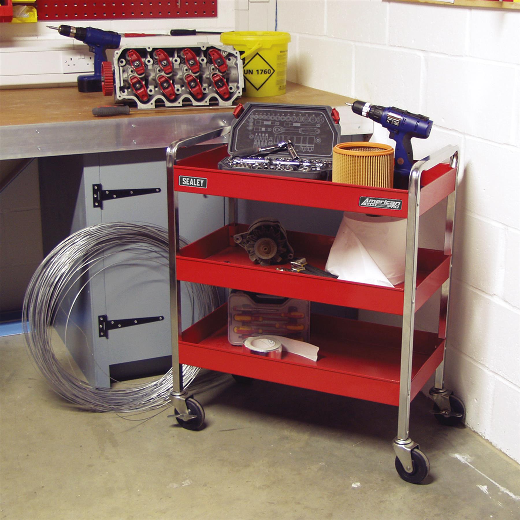 Sealey Trolley 3-Level Heavy-Duty 50kg capacity per shelf