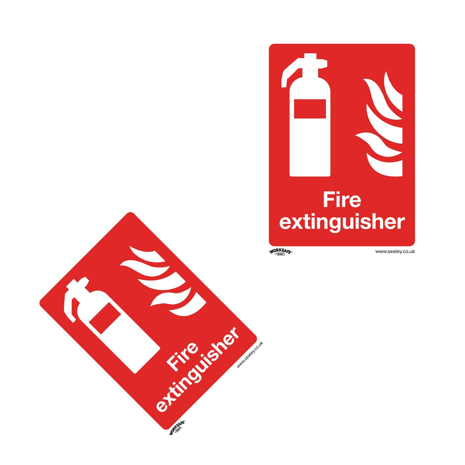 Sealey Safety Sign - Fire Extinguisher - Rigid Plastic - Pack of 10