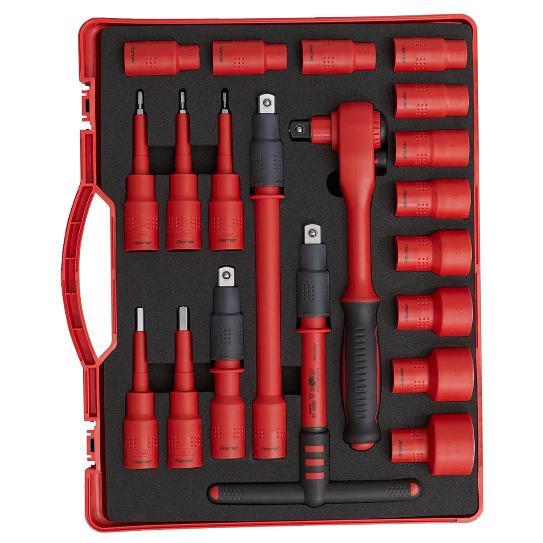 Sealey Insulated Socket Set 20pc 1/2"Sq Dr WallDrive VDE App.