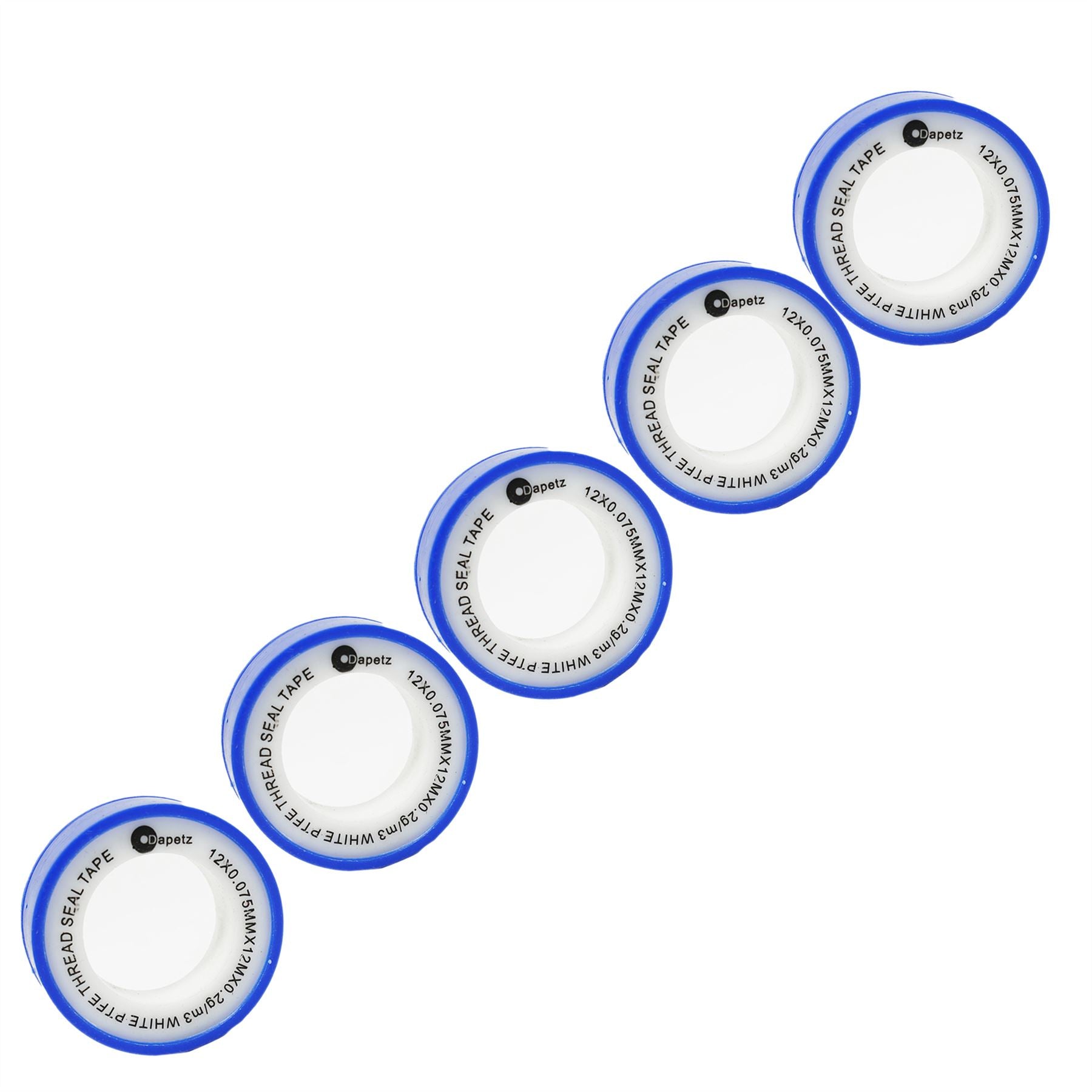 5 x PTFE Tape Water for Thread Seal White Teflon Tape 12mm x 12m