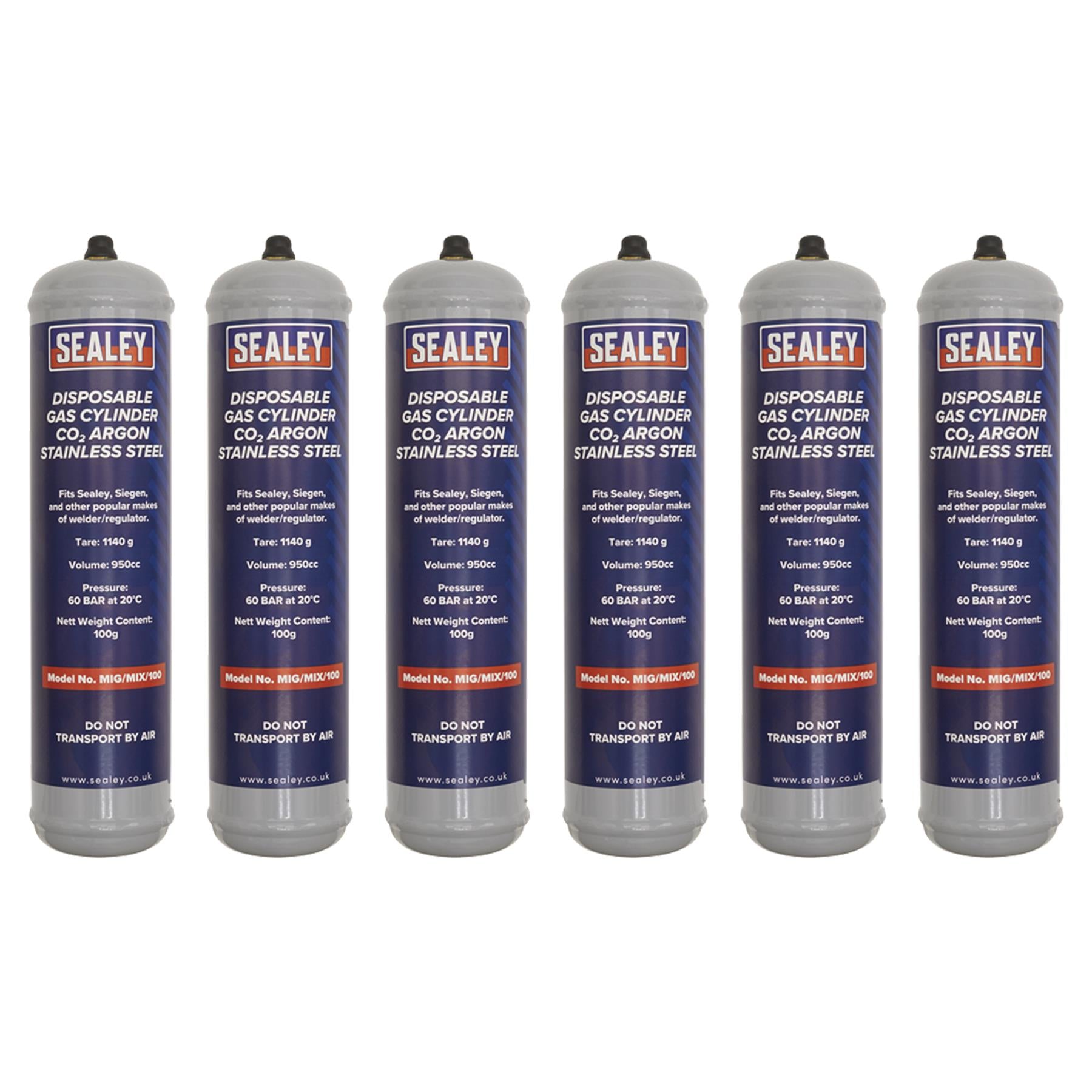 Sealey Gas Cylinder Disposable Carbon Dioxide/Argon 100g - Box of 12