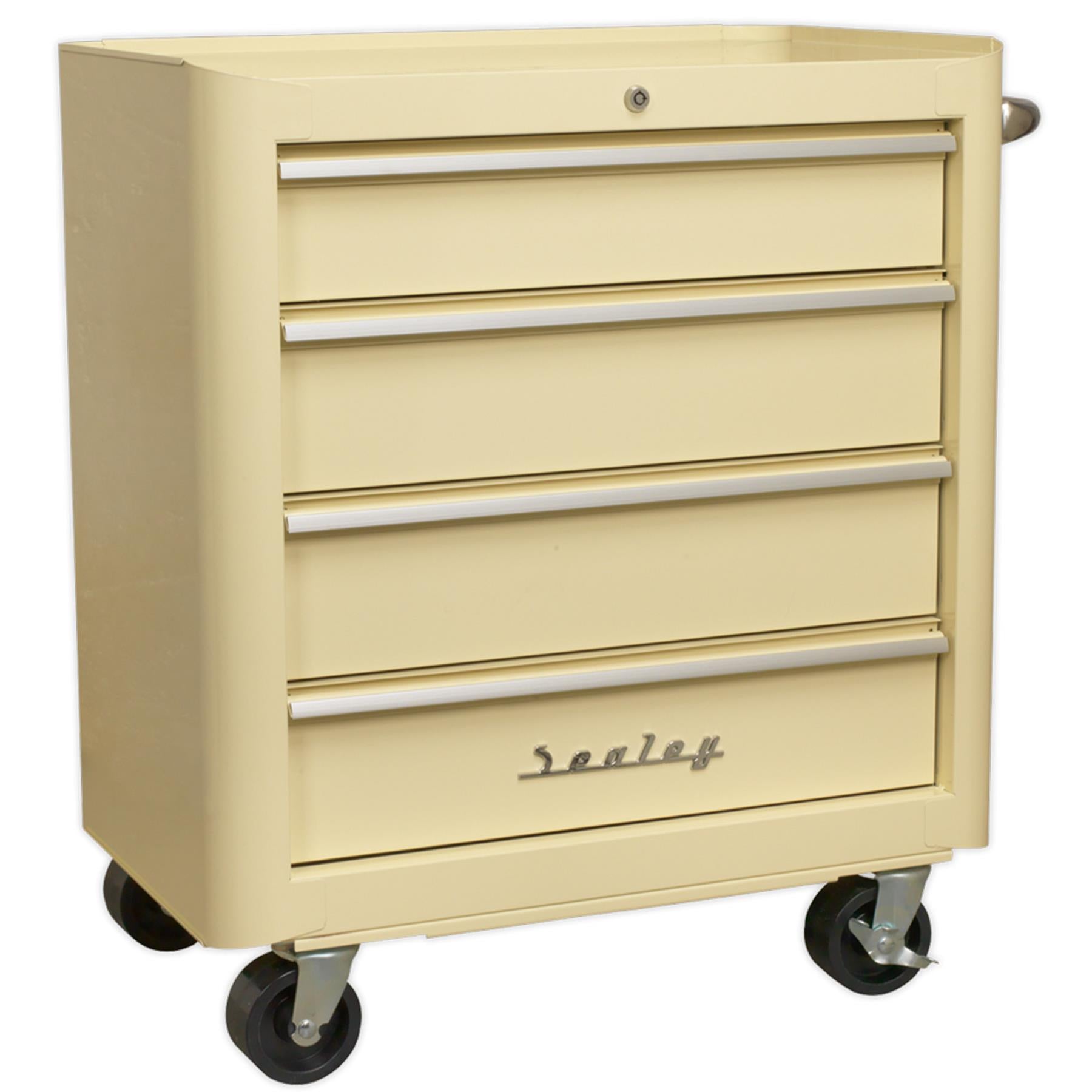 Sealey Rollcab 4 Drawer Retro Style. White Stainless steel handle