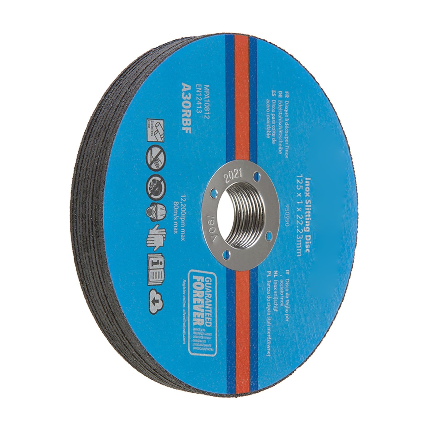 Inox Slitting Discs 10Pk For Cutting Stainless Steel 115 x 1 x 22.23mm