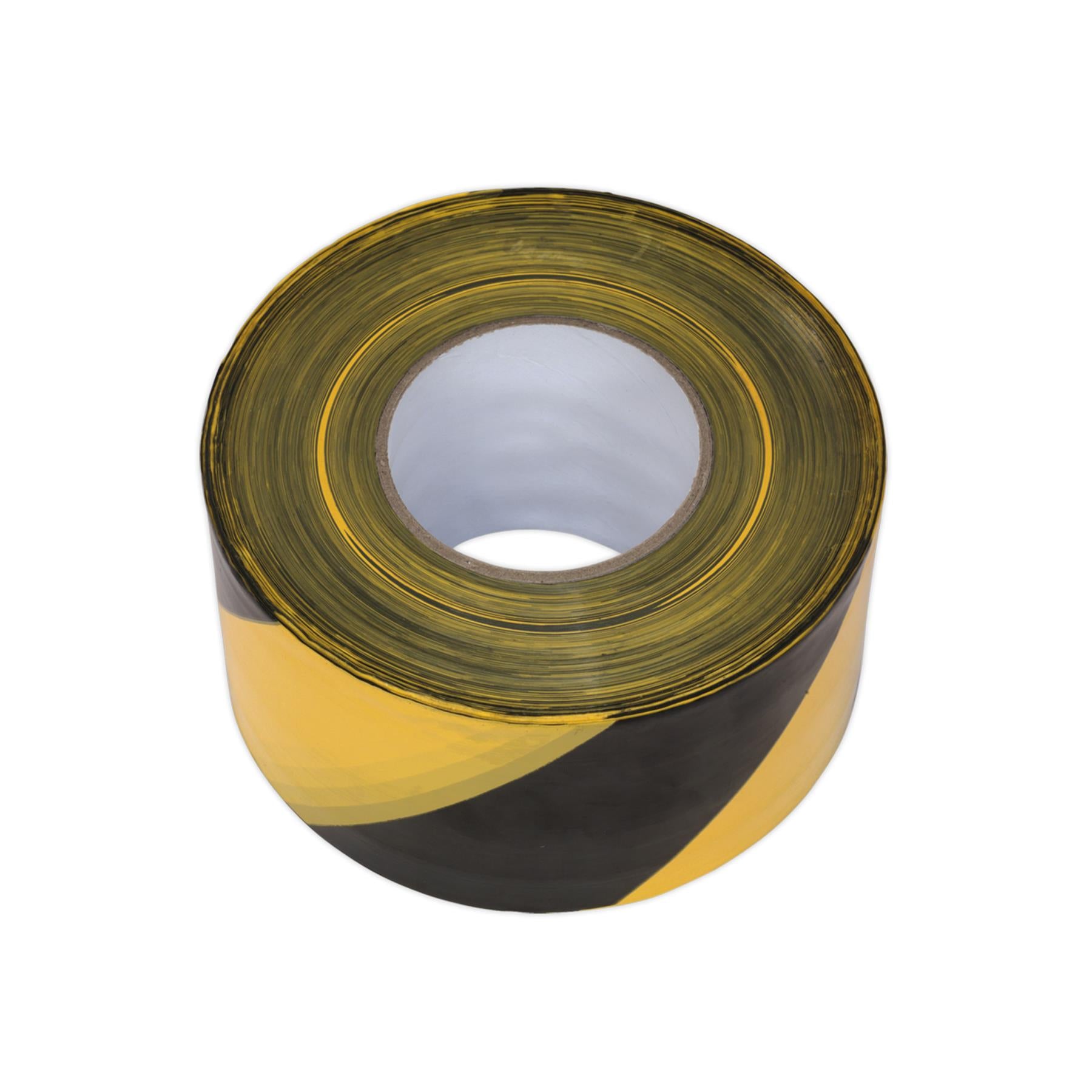 Sealey Hazard Warning Barrier Tape 80mm x 100m Black/Yellow Non-Adh