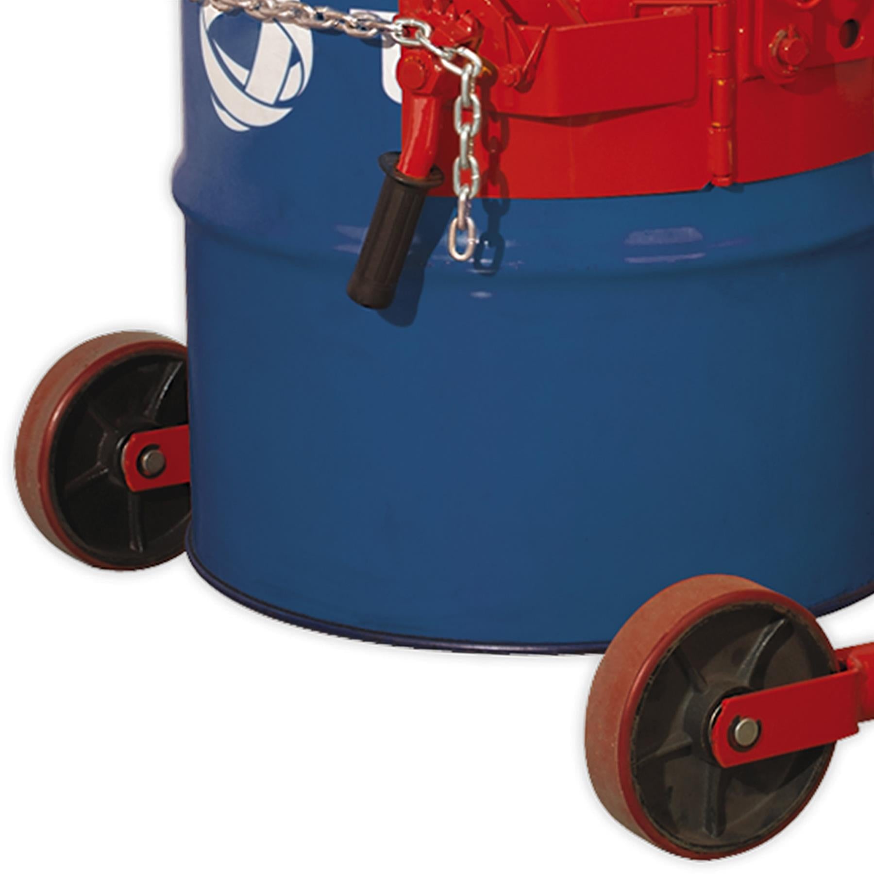Sealey Mobile Drum Handler 205L Lever handle raises drum