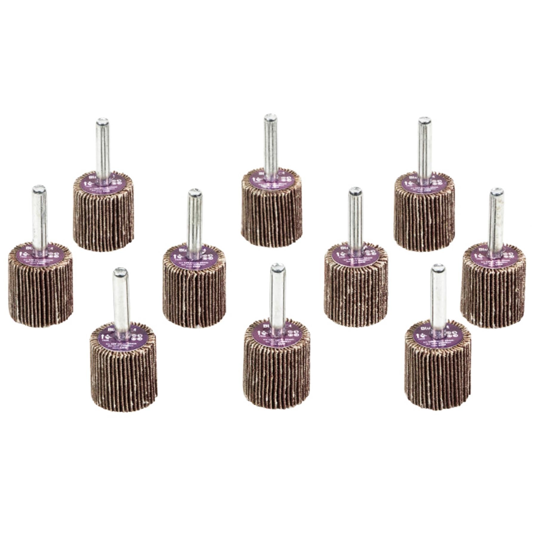 BlueSpot 10pc Sanding Flap Wheel Disc Set For Drill 120 Grit 25mm Wood Metal