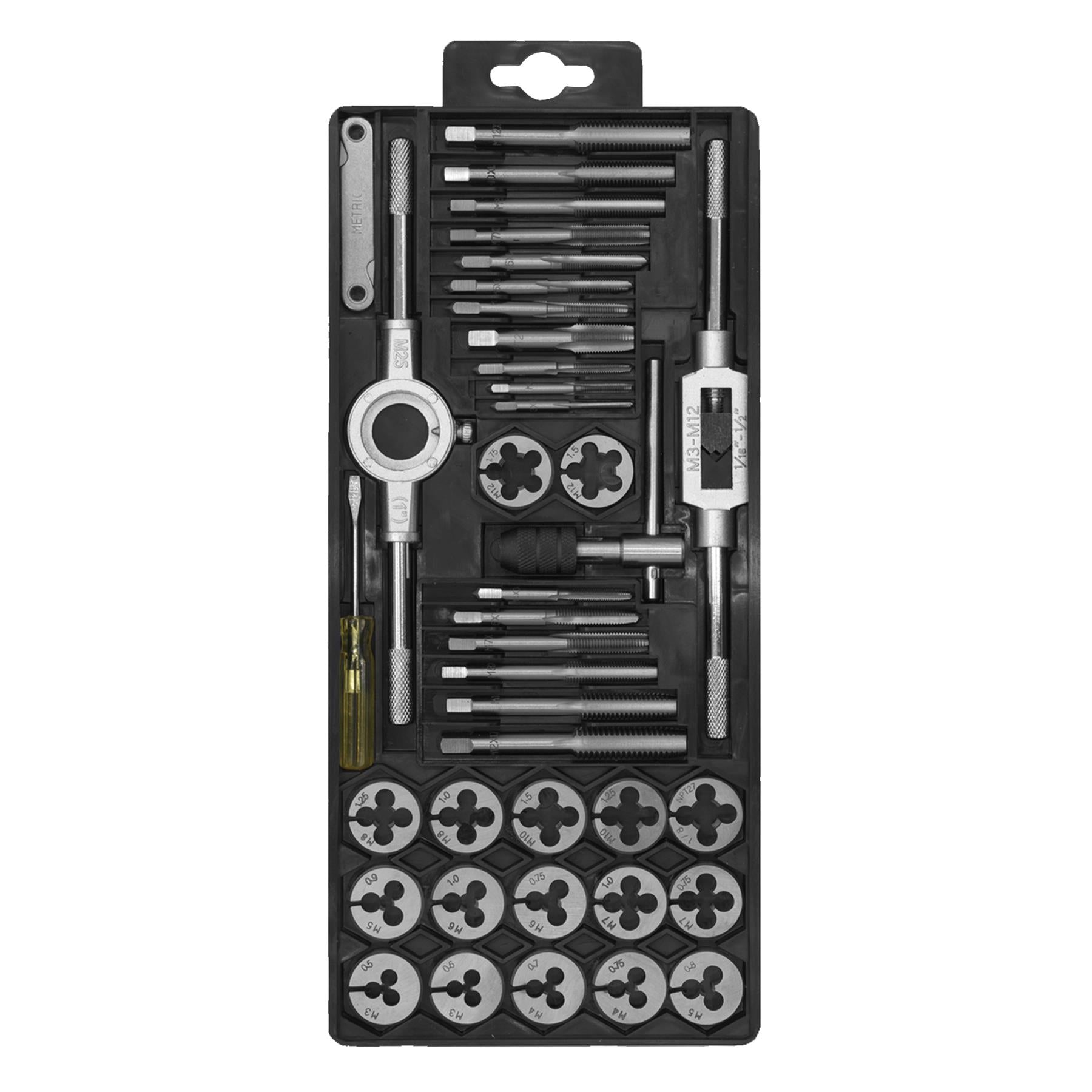 Sealey 40pc Metric Tap and Die Set Split Dies Alloy Steel M3 - M12