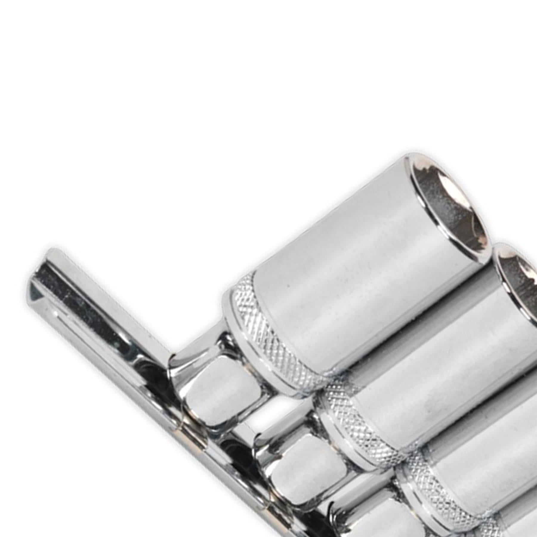 Sealey Deep Lock-On Socket Set 1/4" Sq Drive 13pc 4 -14mm 6pt Metric Long Reach