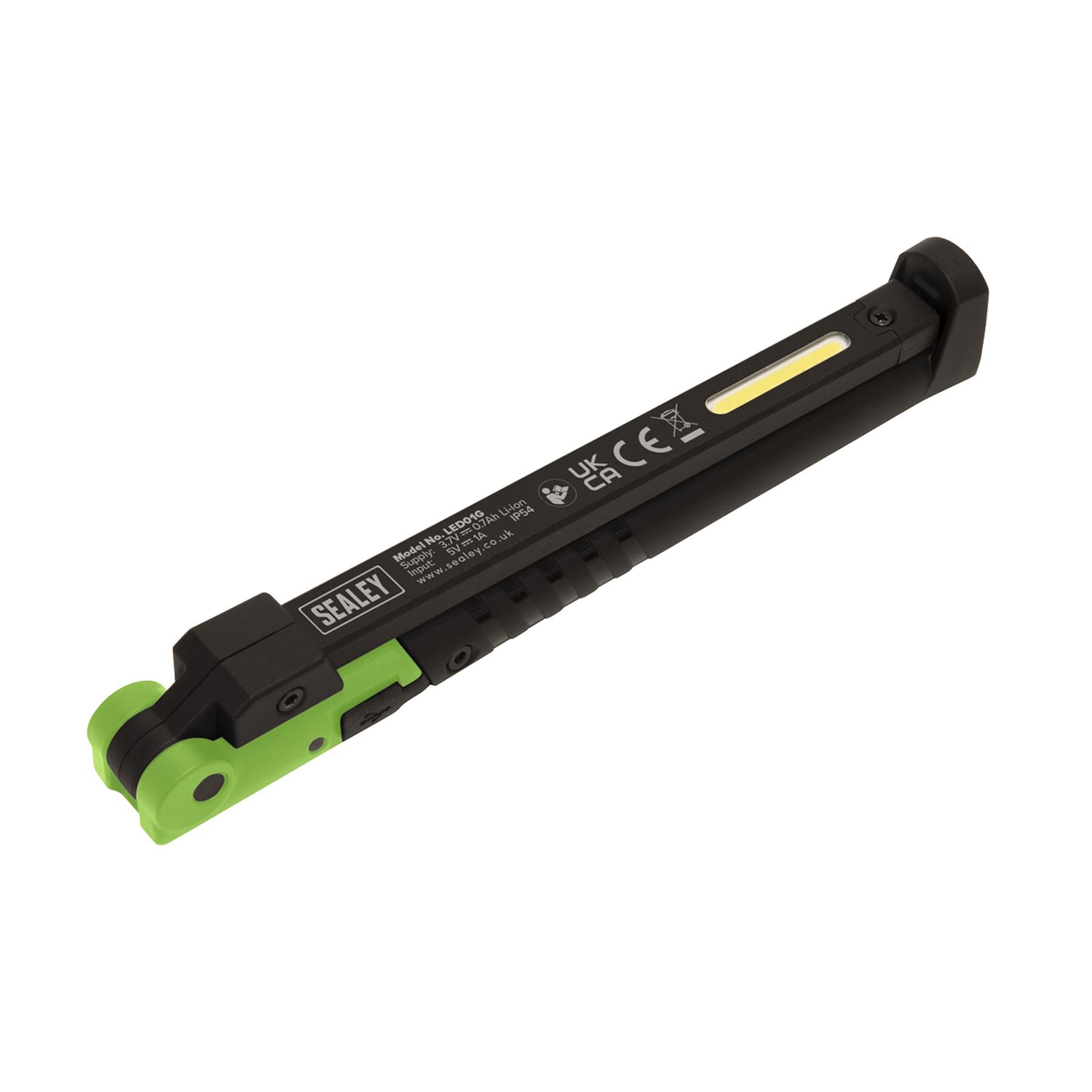 Sealey R/Charge Slim Folding Pocket Light 2 COB & 1 SMD LED - Green