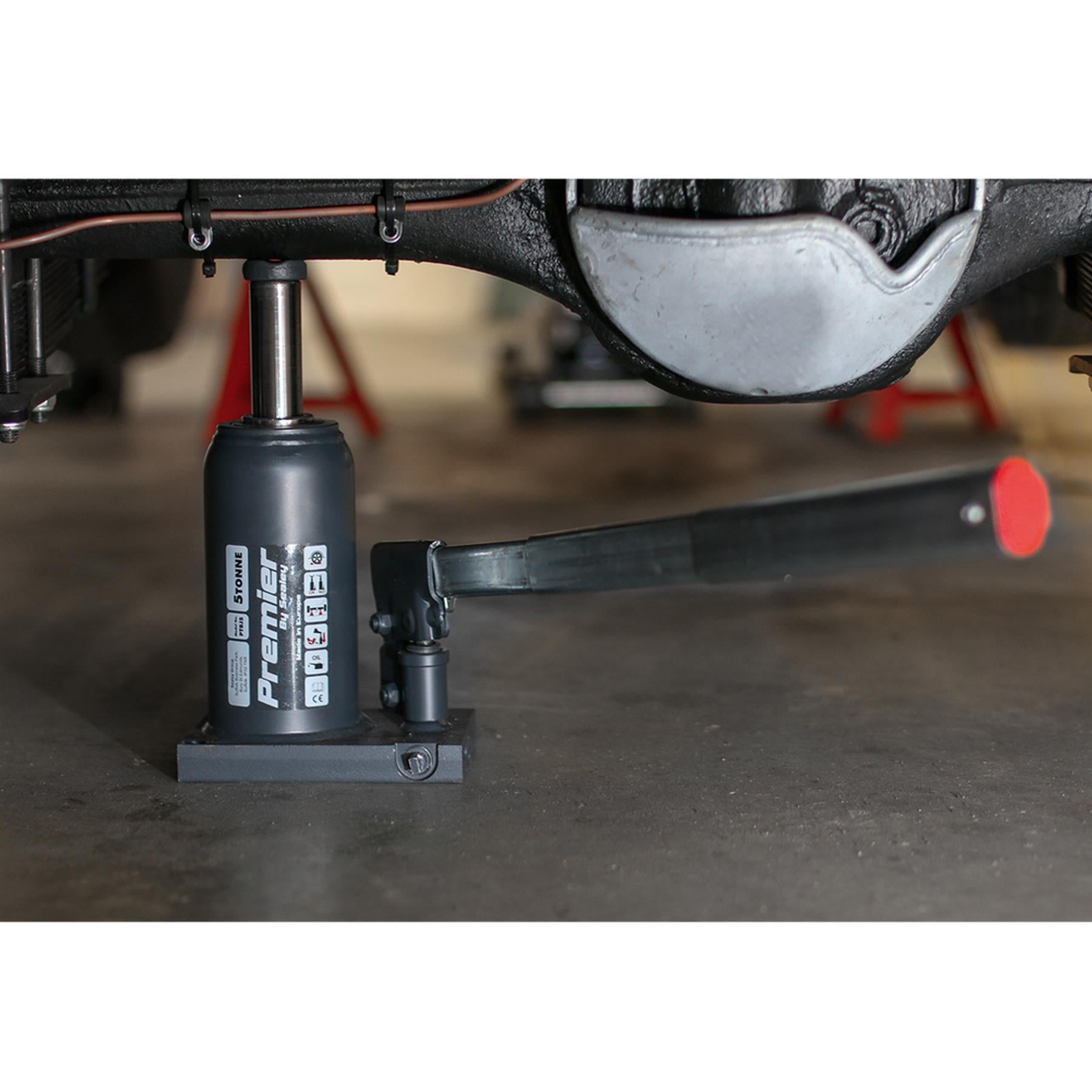 Sealey Premier Telescopic Bottle Jack 5tonne Safety Overload Valve