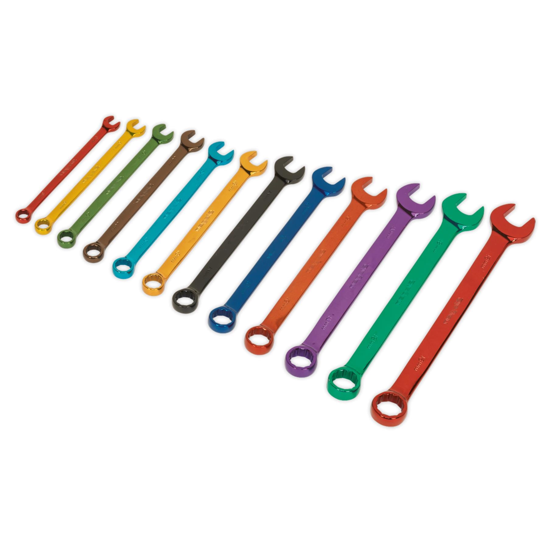 Sealey Combination Spanner Set 12pc Multi-Coloured Metric