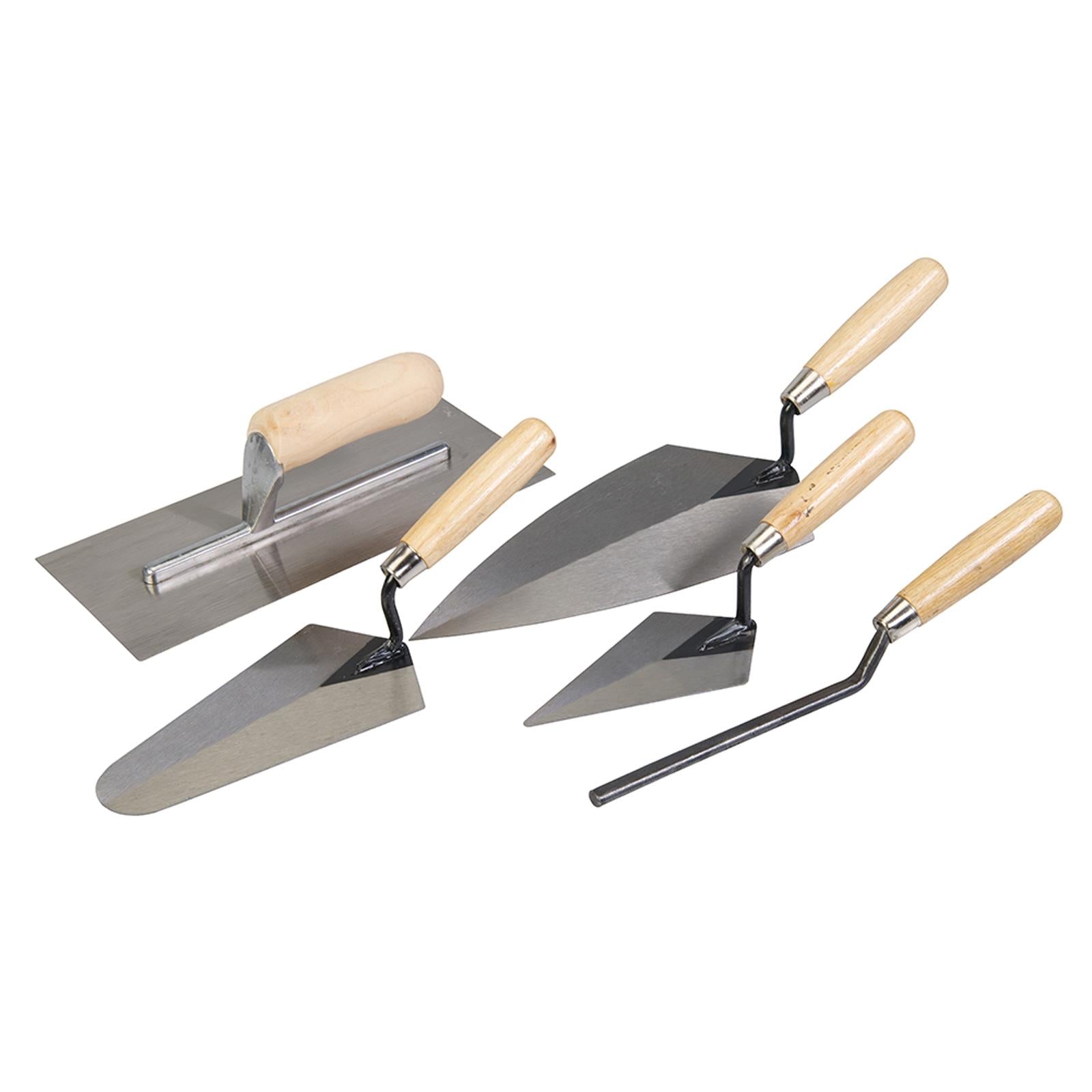 5Pce Tradesmans Trowel Set DIY Tools steel blades & comfortable wooden handles