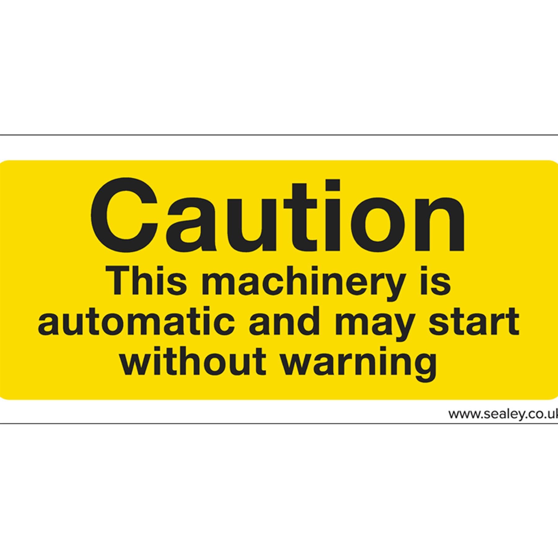 Warning Safety Sign - Caution Automatic Machinery - Self-Adhesive Vinyl