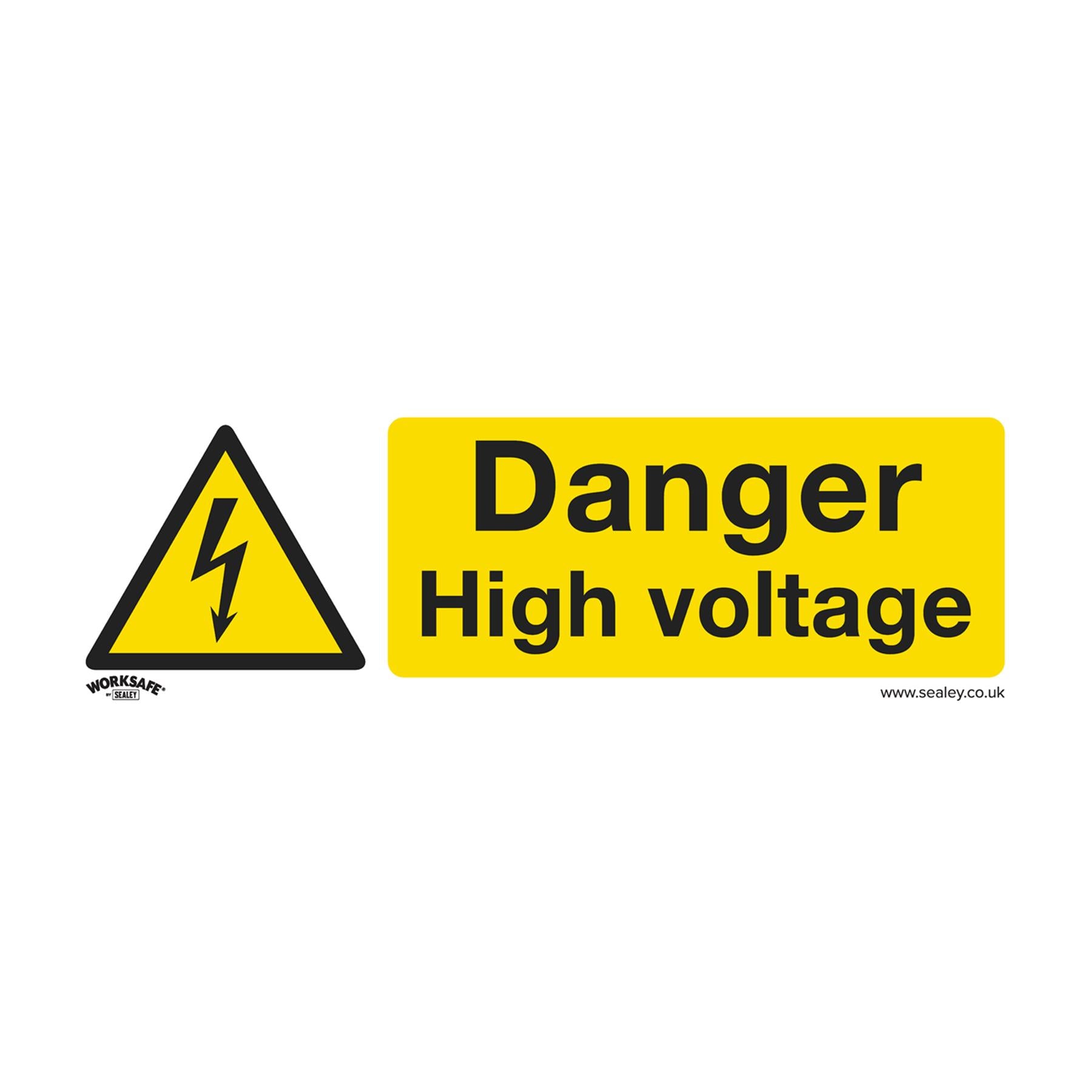 Sealey Safety Sign - Danger High Voltage - Self Adhes. Pack of 10