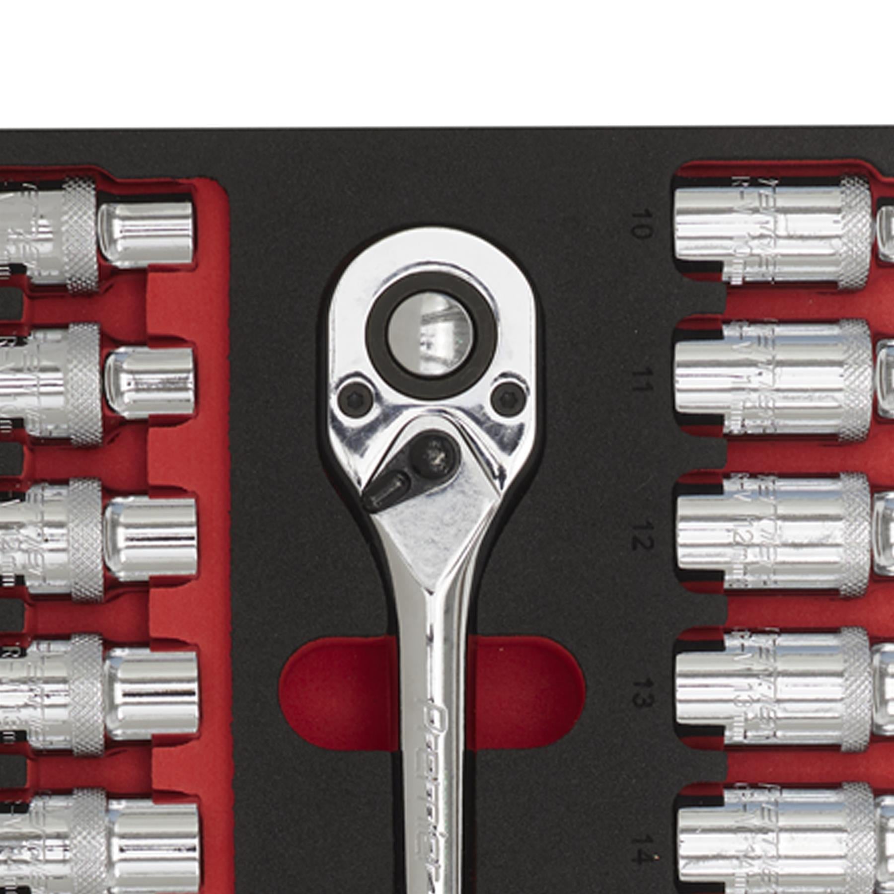 Sealey Ratchet Wrench & Socket Set 27pc 1/2"Sq Drive