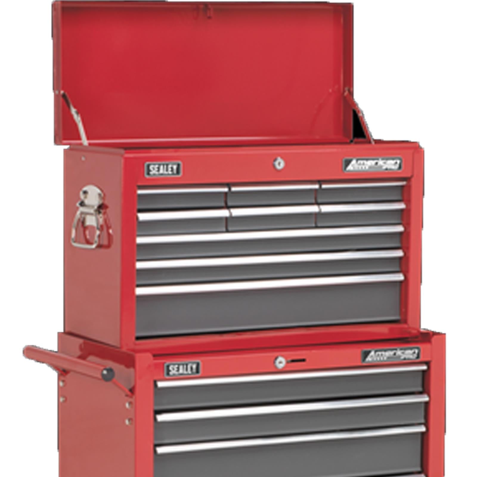 Sealey Topchest & Rollcab Combination 13 Drawer with Ball Bearing Slides-Red/Grey