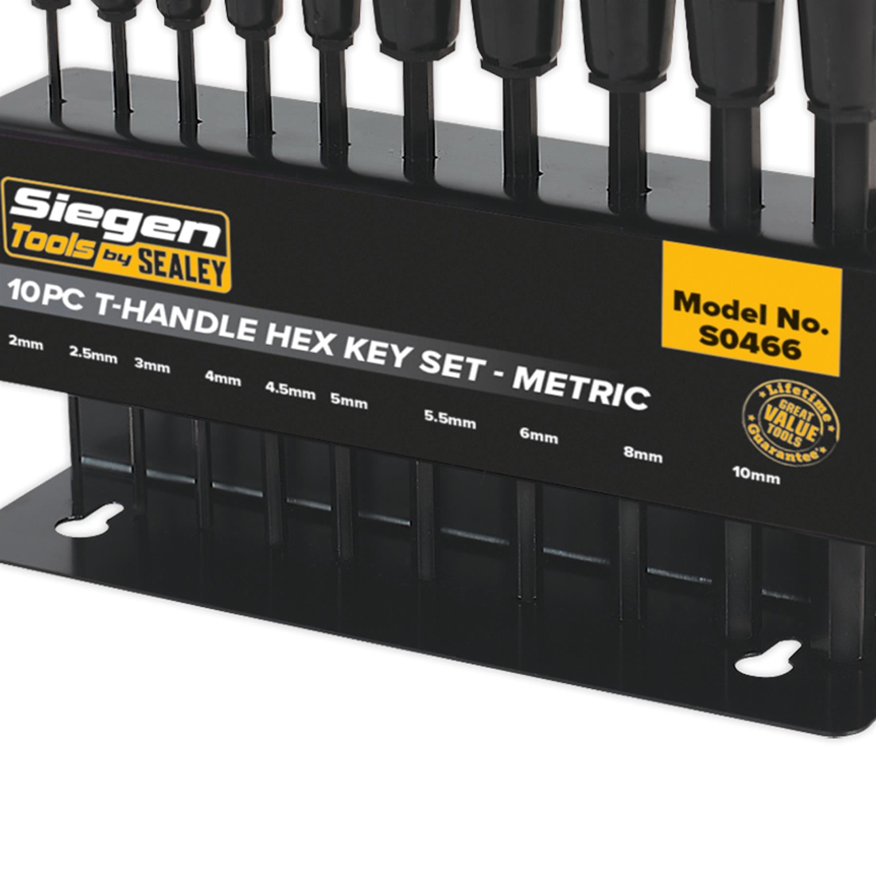 Sealey Hex Key Set 10pc T-Handle - Metric