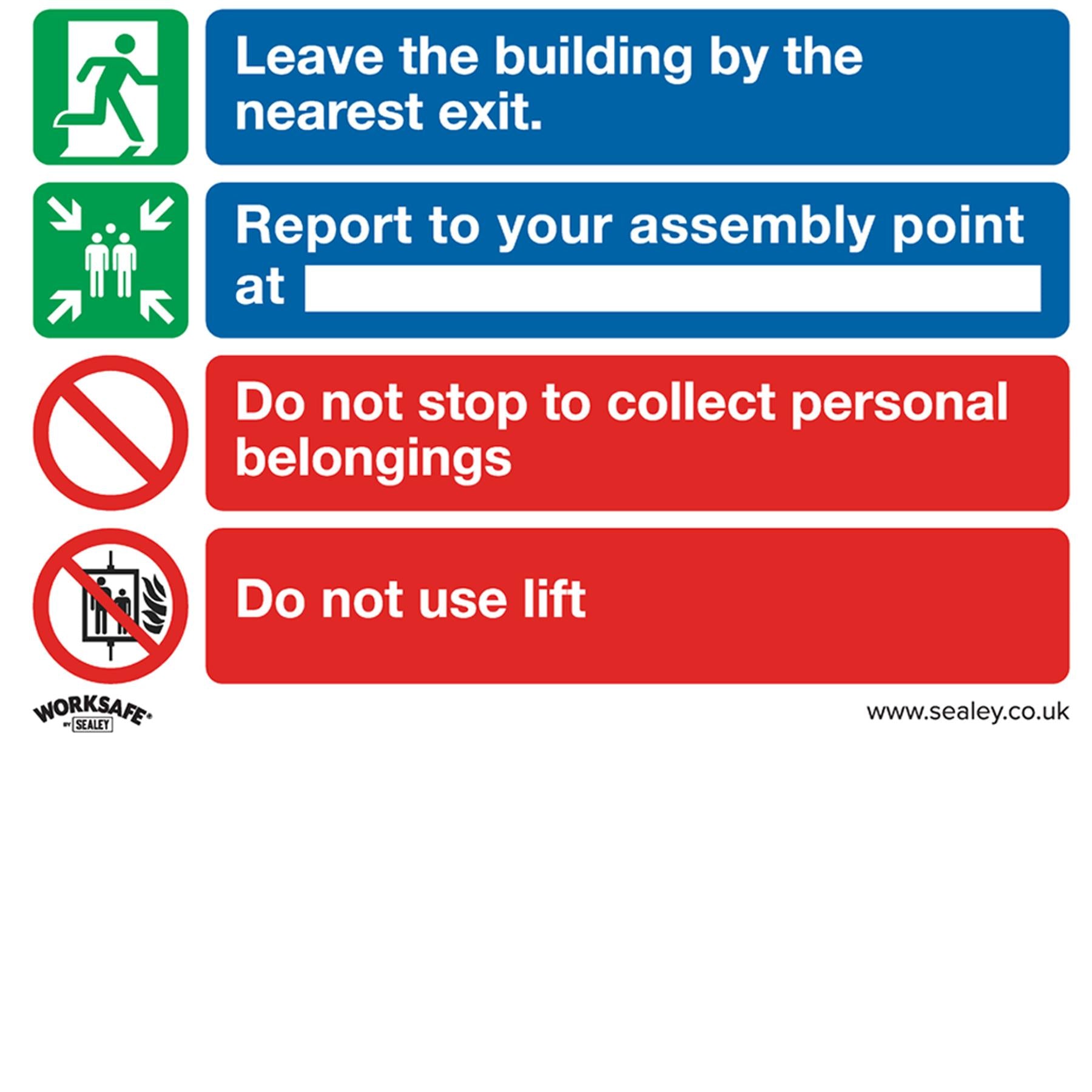 Safe Conditions Safety Sign - Fire Action With Lift - Self-Adhesive Vinyl