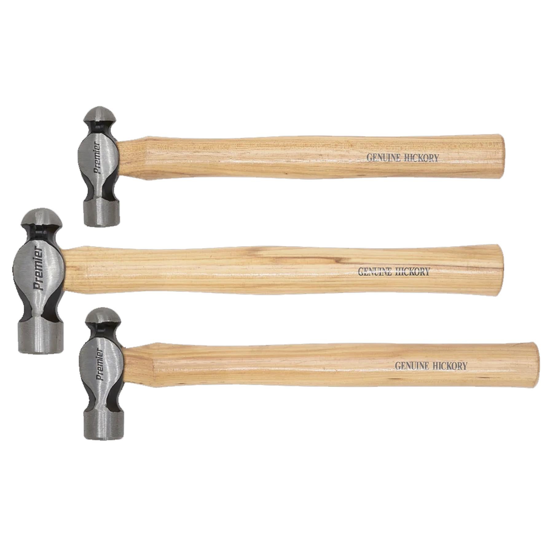 Sealey Ball Pein Hammer Set 3pc Hickory Shafts
