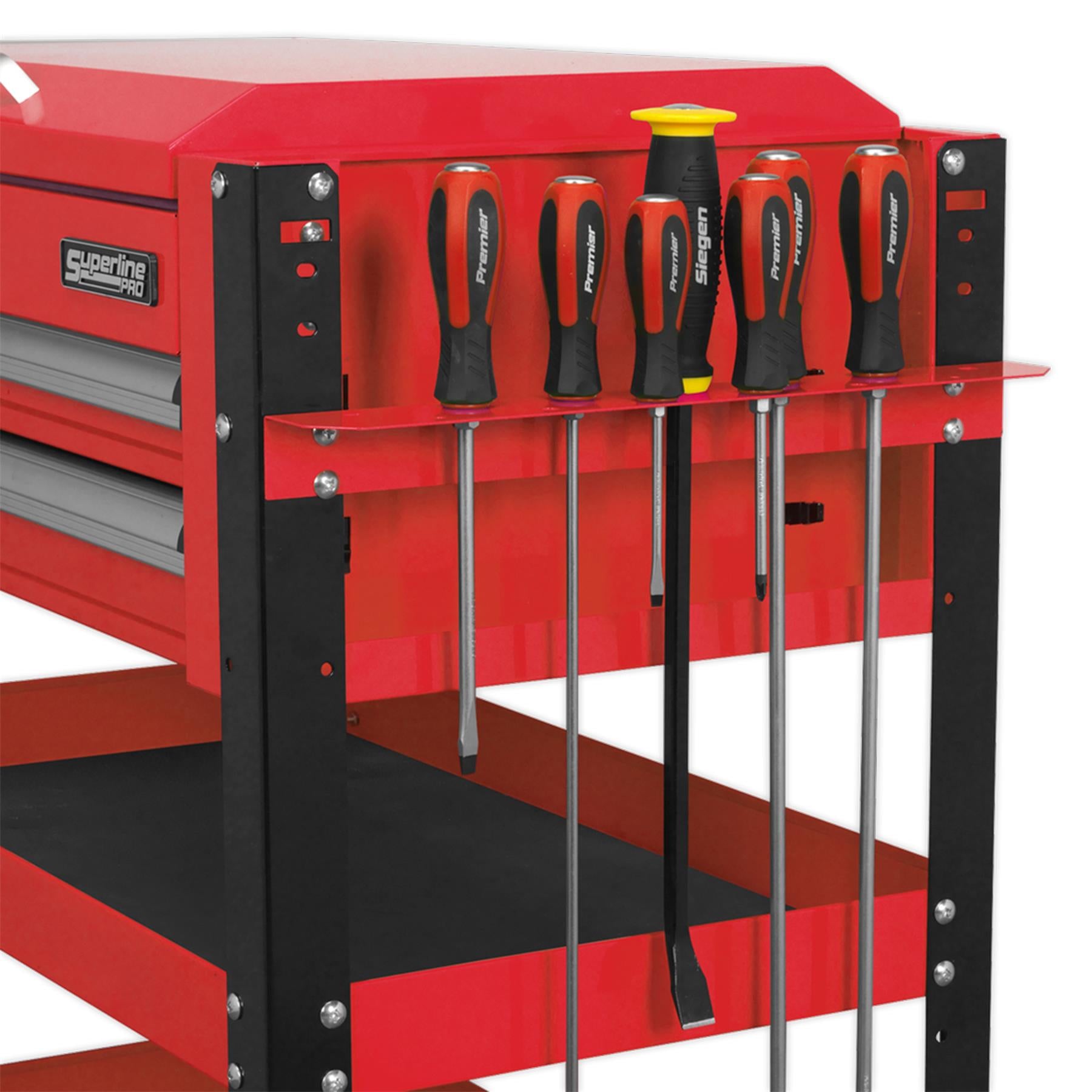 Sealey HD Mobile Tool & Parts Trolley 2 Drawer & Locking Top - Red