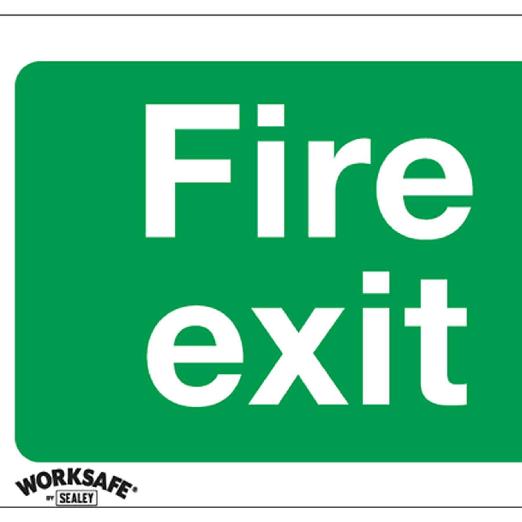 Sealey Safety Sign - Fire Exit (Down Right) - Rigid Plas - Pk of 10