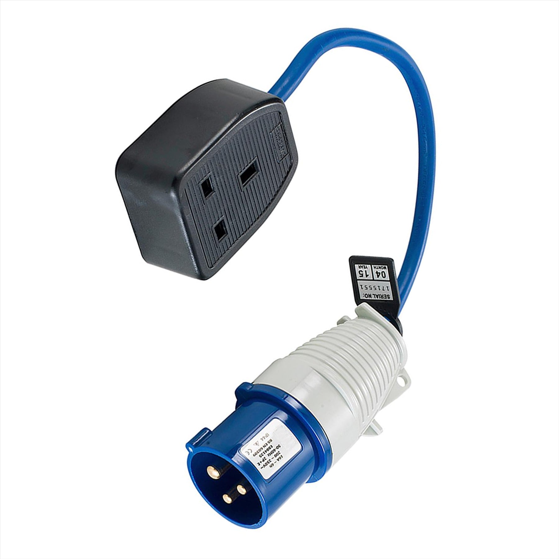 Defender Fly Lead Converter 16A - 13A 230V Single socket with 25cm cable