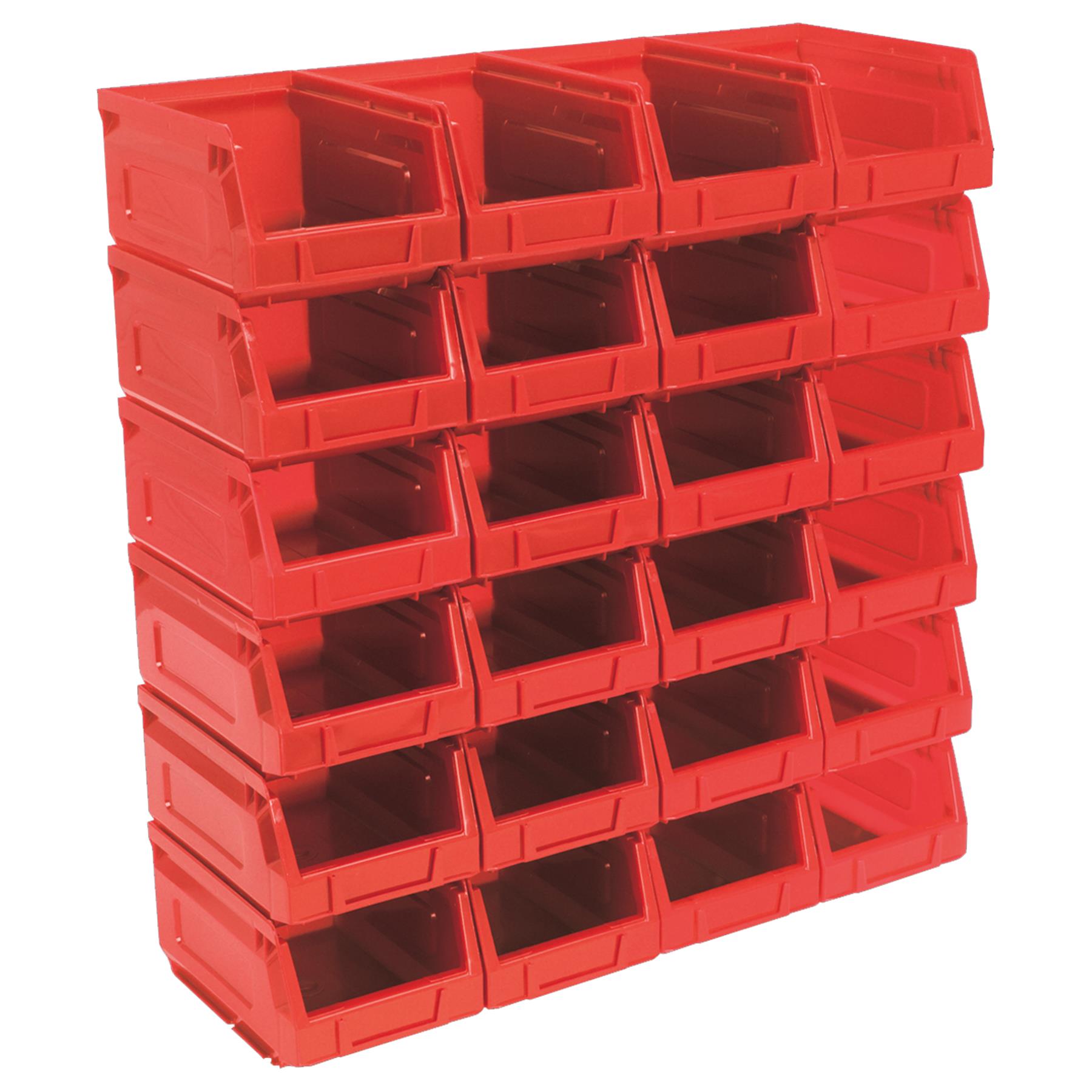 Sealey Plastic Storage Bin 105 x 165 x 85mm - Red Pack of 24