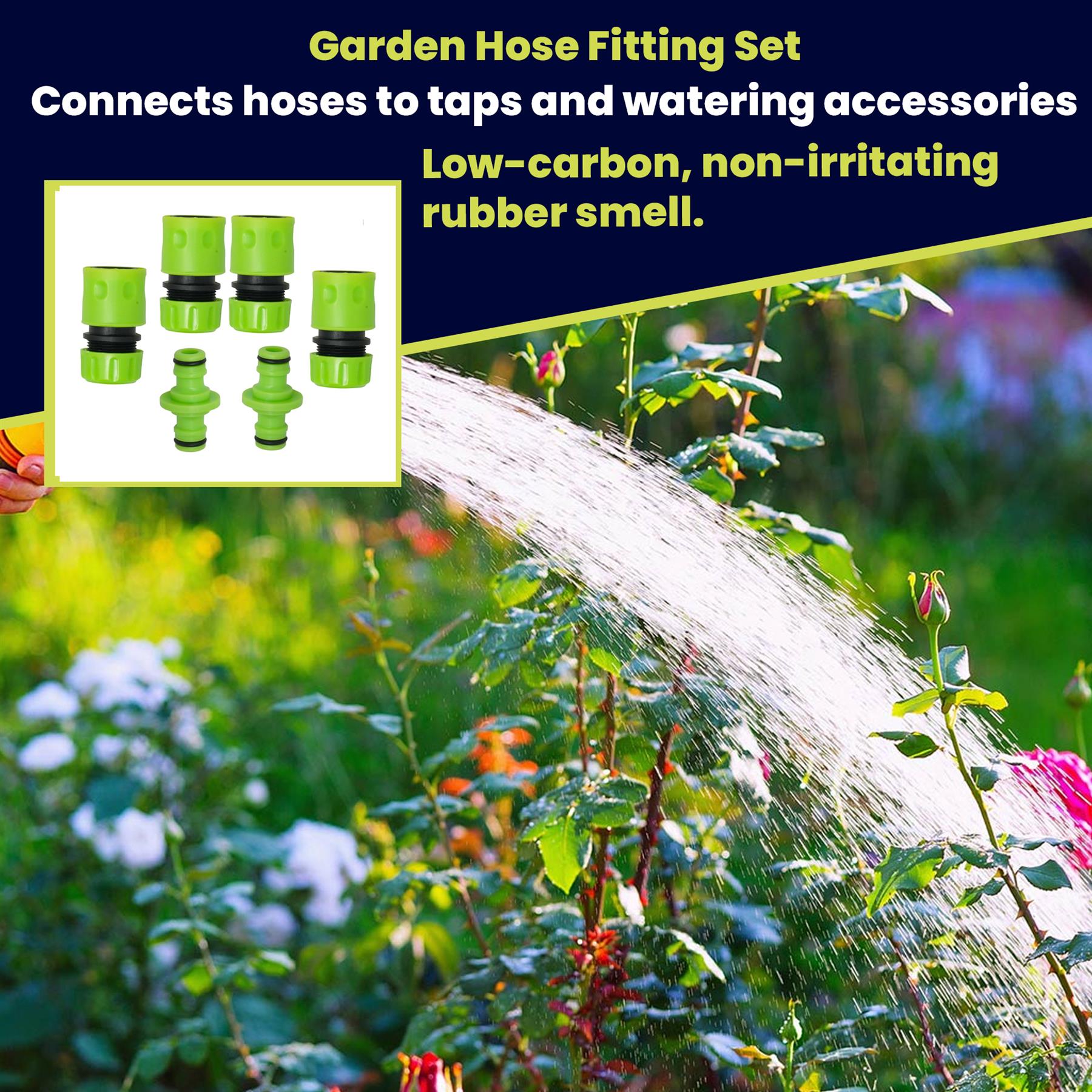 Garden Hose Fitting Set 1/2", 2X 2-Way Male Connector 4X Female Hose Connector