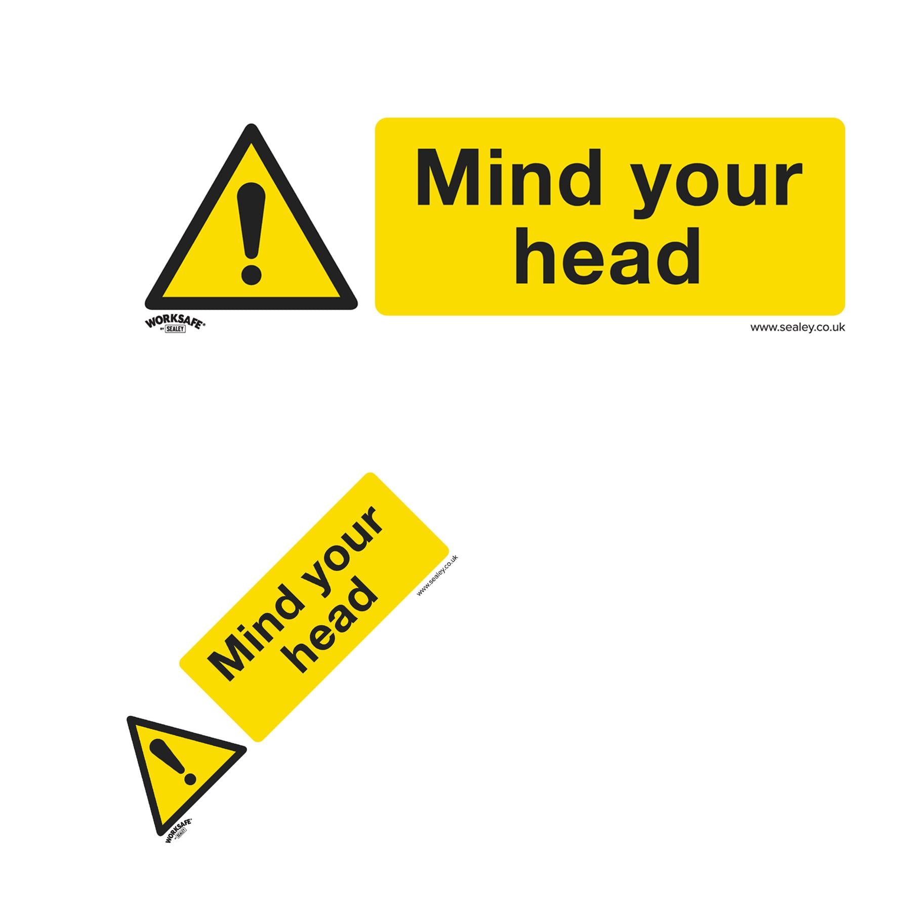 Sealey Safety Sign - Mind Your Head - Self-Adhes. - Pack of 10