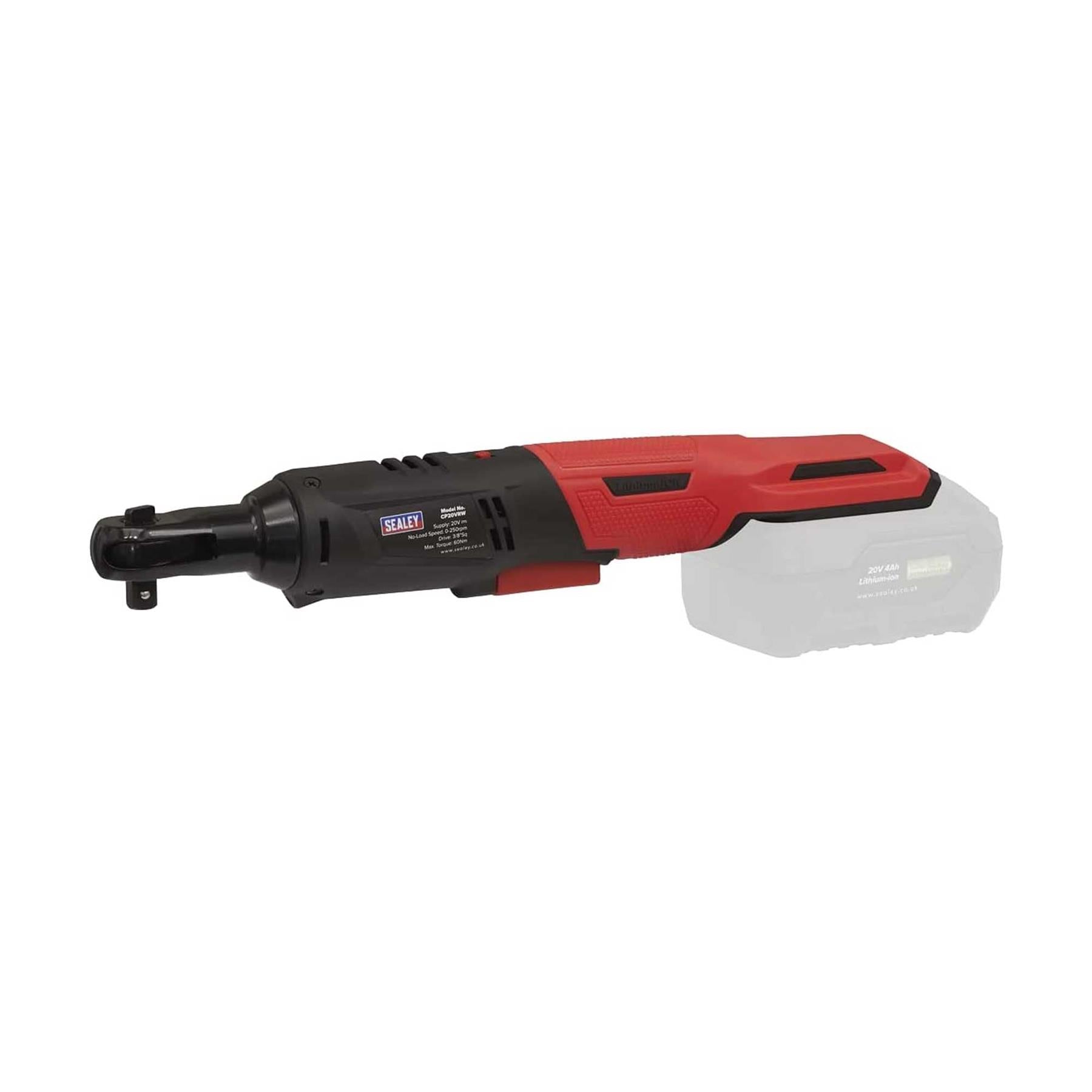 Sealey Ratchet Wrench 20V SV20 Series 3/8"Sq Drive 60Nm - Body Only