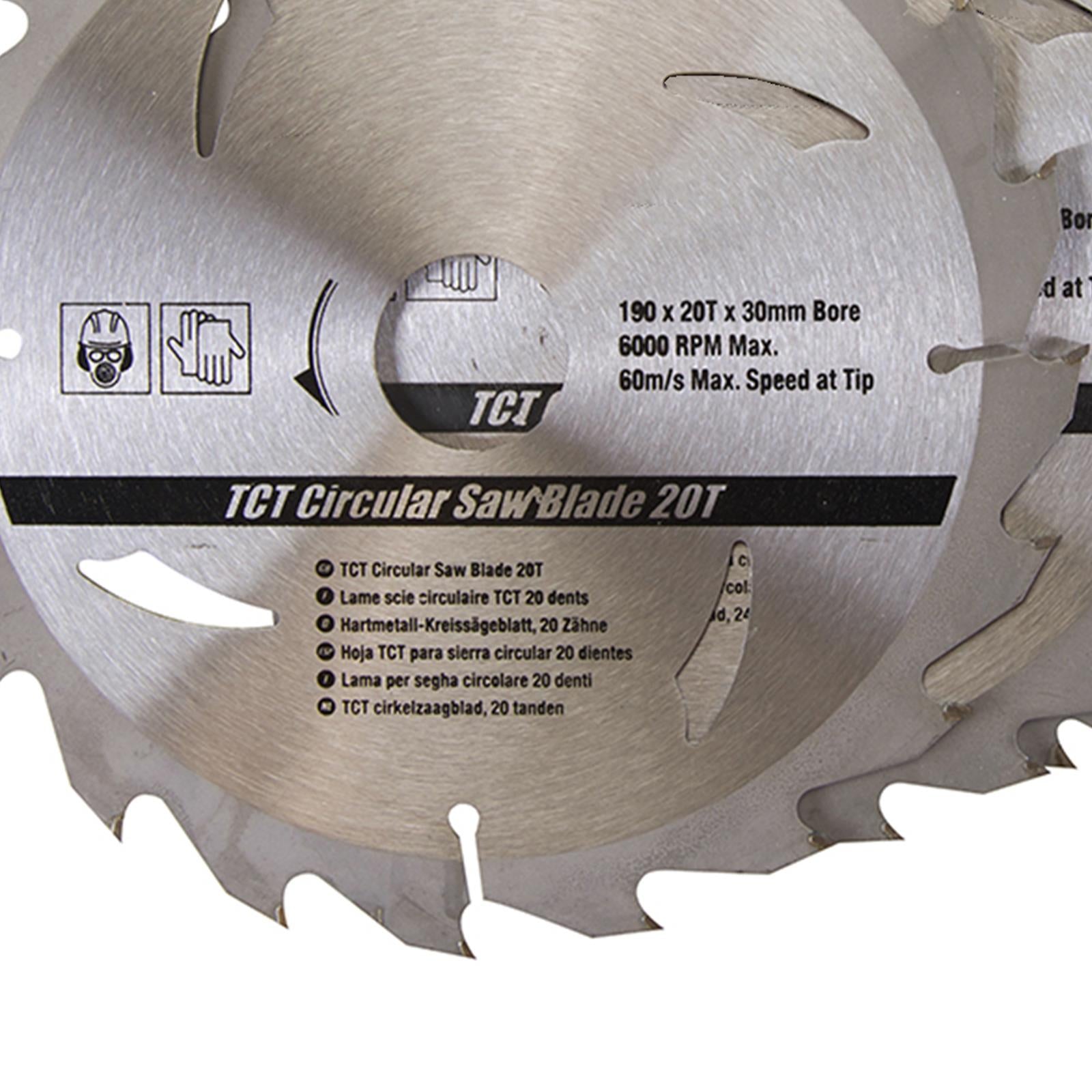 3 Piece TCT Circular Saw Blade Set 190 x 30 - 25, 20mm Rings