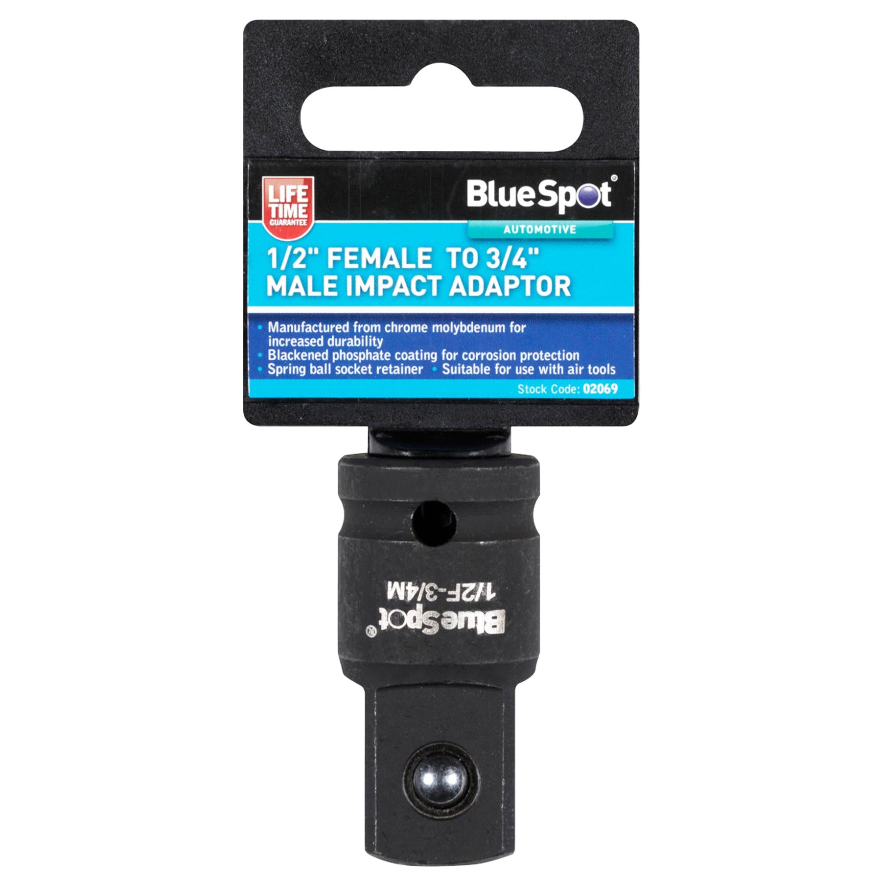 BlueSpot Socket Adaptor Step Down Reducer 1/2 Inch Female to 3/4 Inch Male