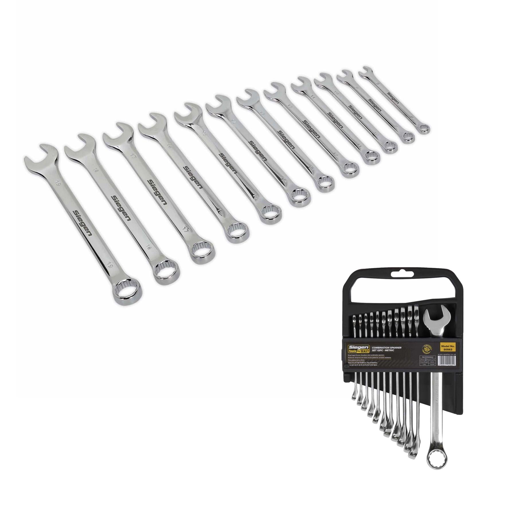 Sealey Combination Spanner Set 12pc Metric
