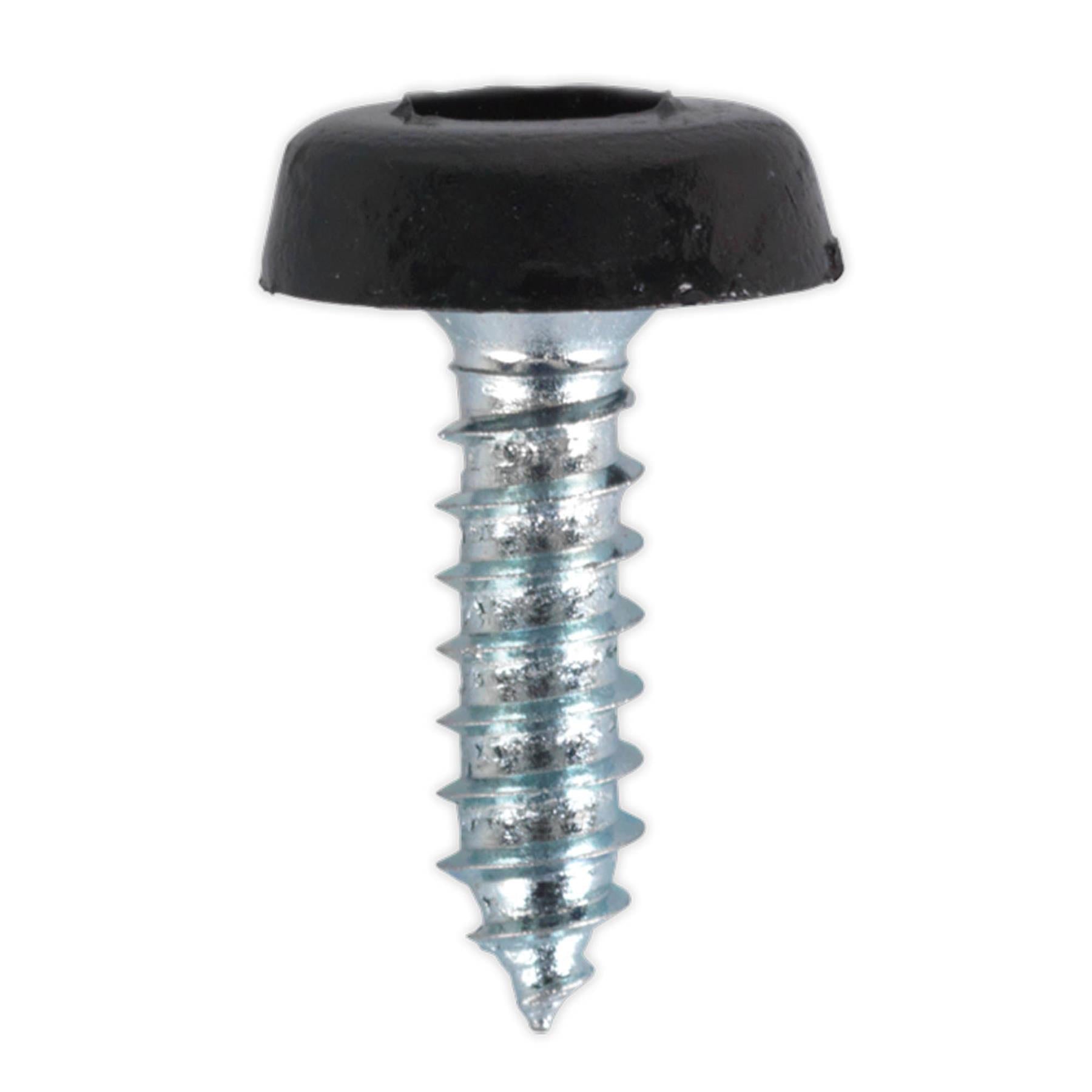 Sealey Numberplate Screw Plastic Head 4.8 x 18mm Black Pack of 50