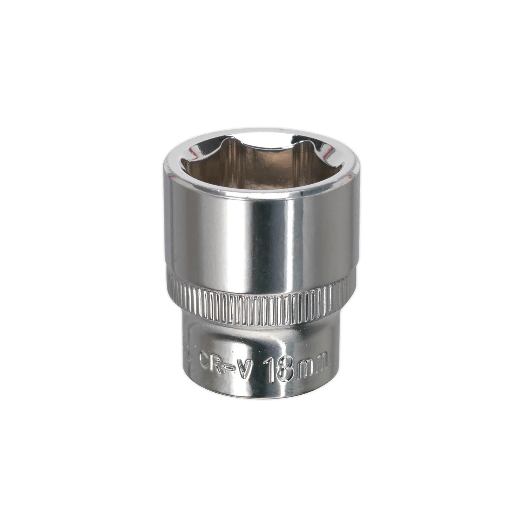Sealey WallDrive Socket 18mm 3/8"Sq Drive Fully Polished