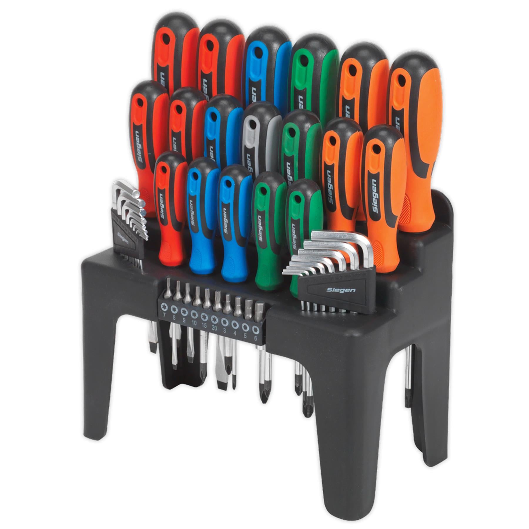 Sealey Screwdriver Hex Key & Bit Tool Set - 44 Pieces - For Light Trade/DIY Use