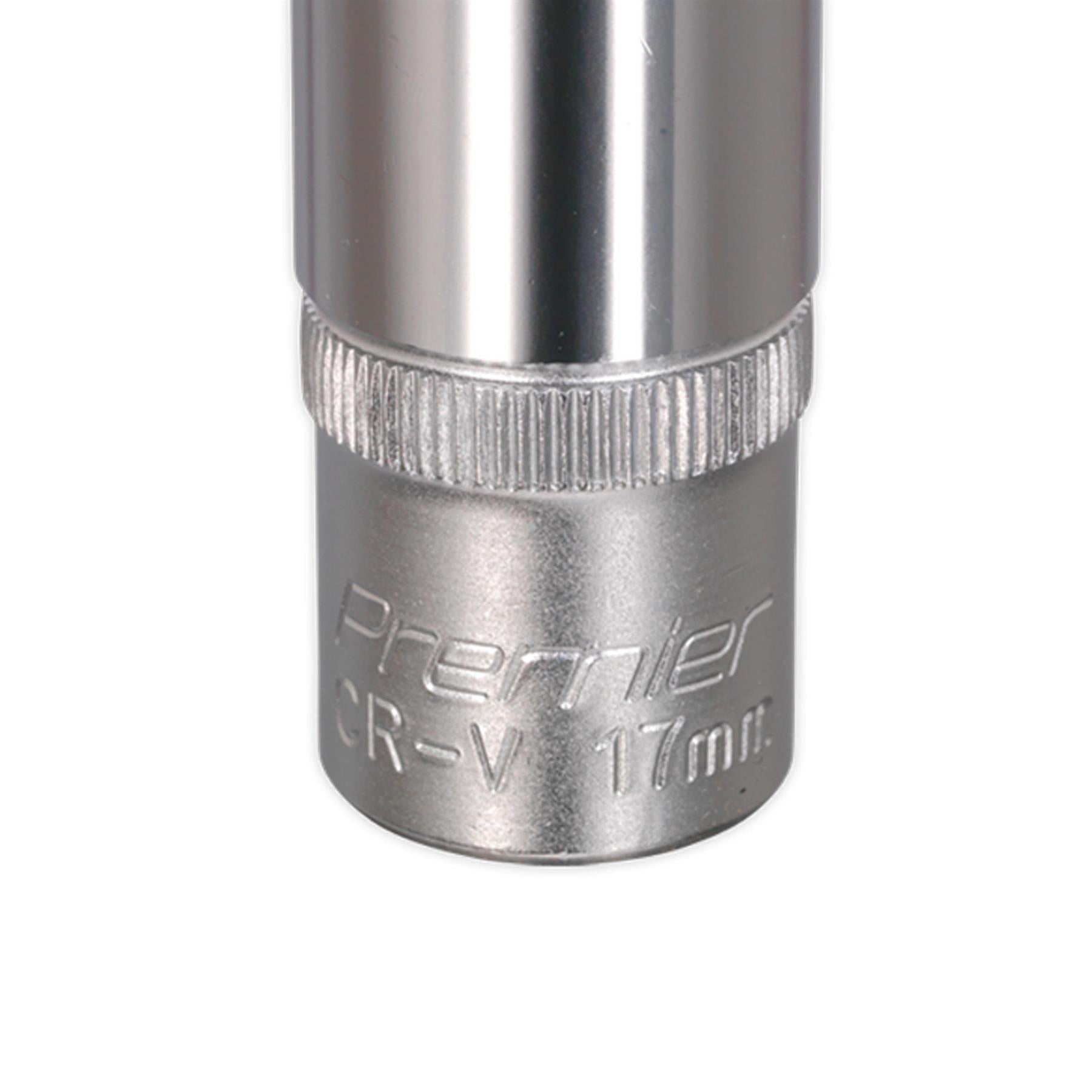 Sealey WallDrive® Socket 17mm Deep 1/2"Sq Drive Chrome Vanadium Steel