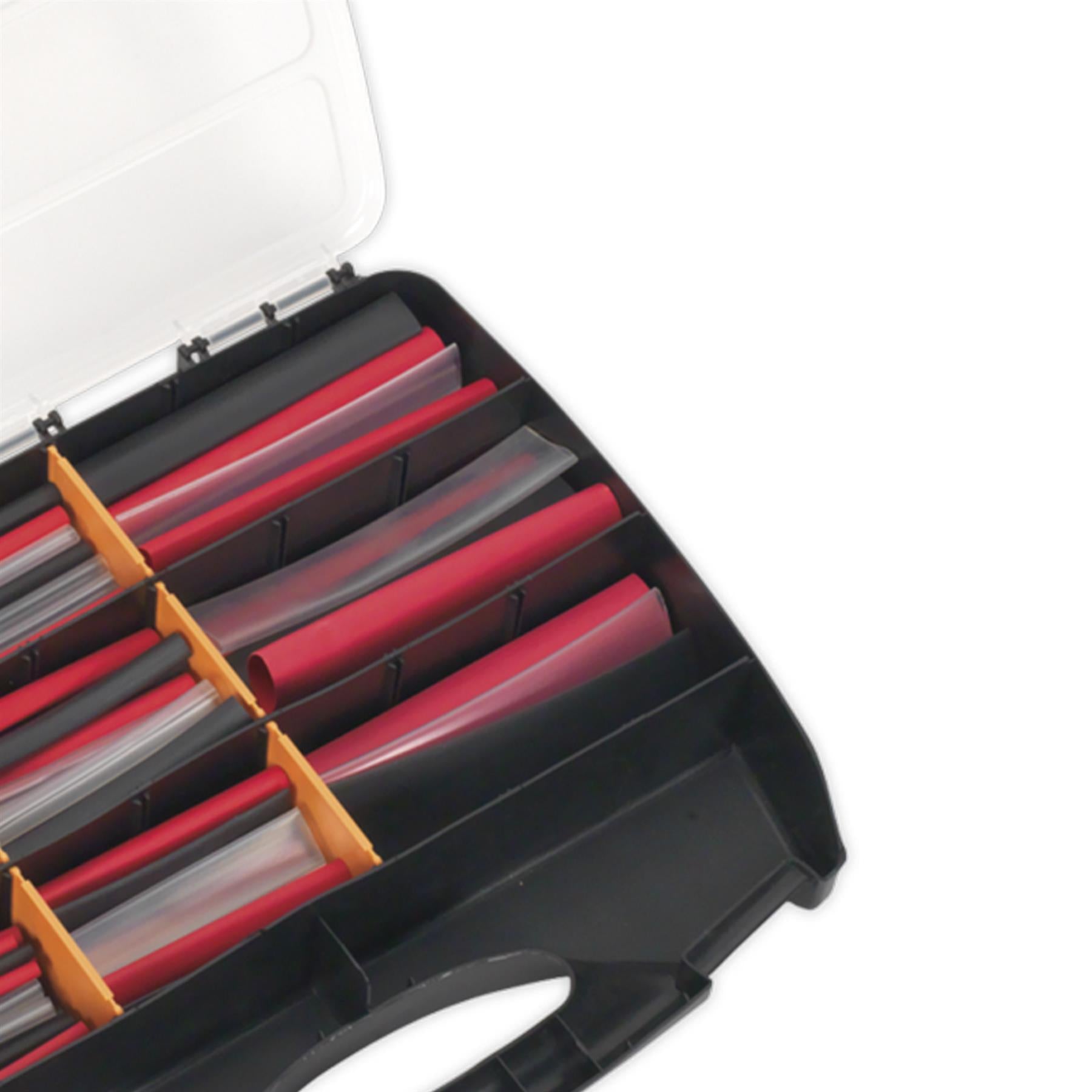 Sealey Heat Shrink Tubing Asst 261pc Mixed Clrs Adh Lined 100&150mm